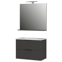 Badezimmer Graphitfarben/Weiß, B: 81 cm - Graphitfarben/Weiß, MODERN, Holzwerkstoff/Stein (81cm) - Germania