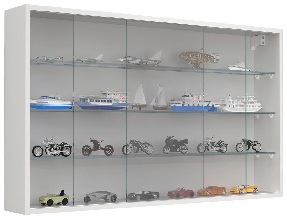 Hängevitrine Drivalo Weiß B: 100 cm - Transparent/Weiß, Design, Glas/Holzwerkstoff (100/60/15cm) - MID.YOU