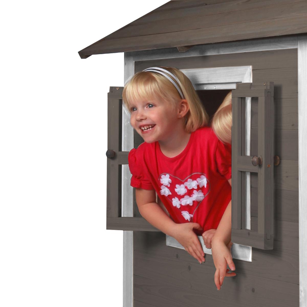 Spielhaus Lodge Grau - Weiß/Grau, LIFESTYLE, Holz (135/111/133cm)