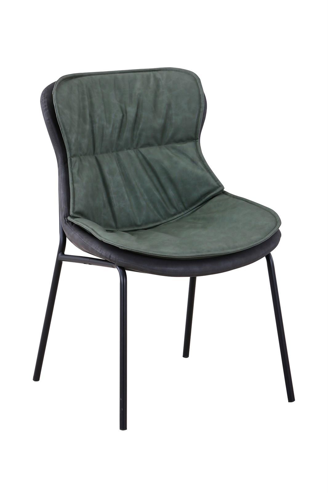Stuhl Brady 200 Grün - Dunkelgrau/Schwarz, Design, Textil/Metall (54/84/64cm) - Kayoom