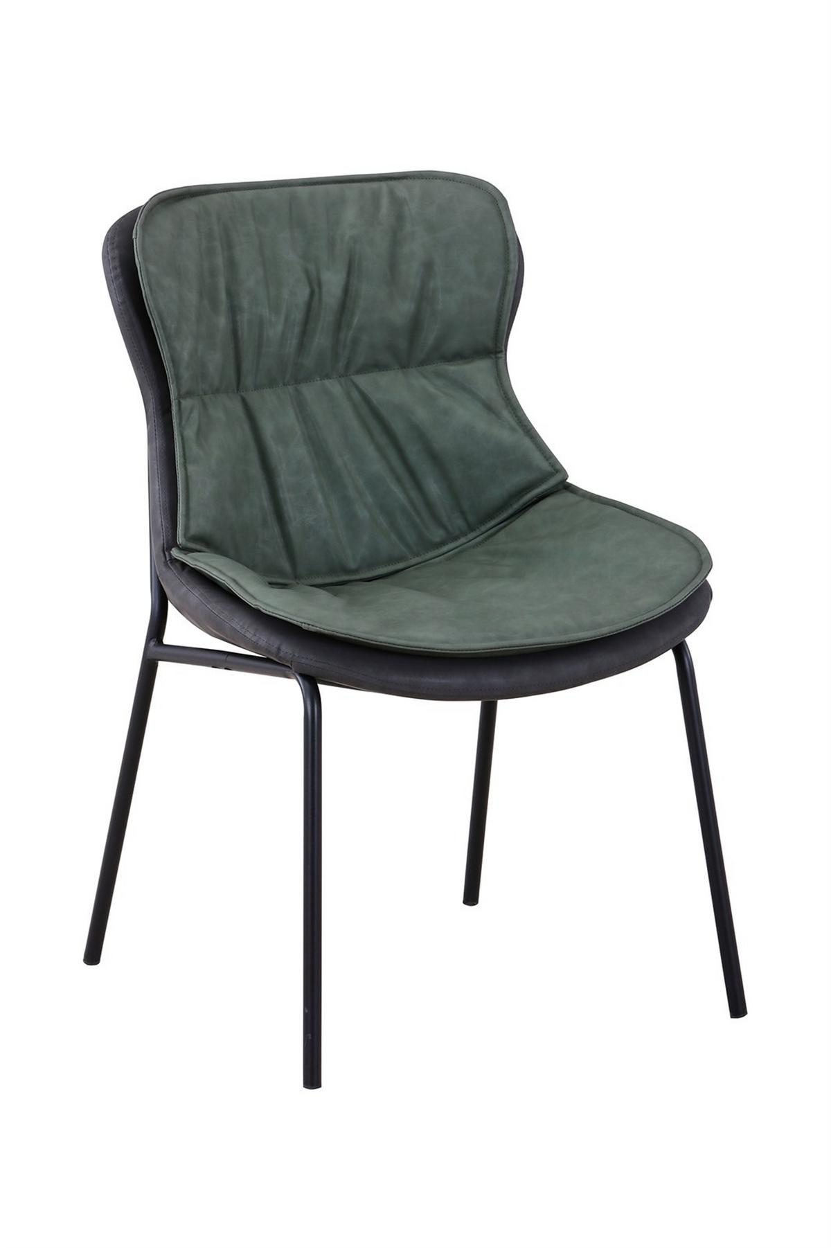 Stuhl Brady 200 Grün - Dunkelgrau/Schwarz, Design, Textil/Metall (54/84/64cm) - Kayoom