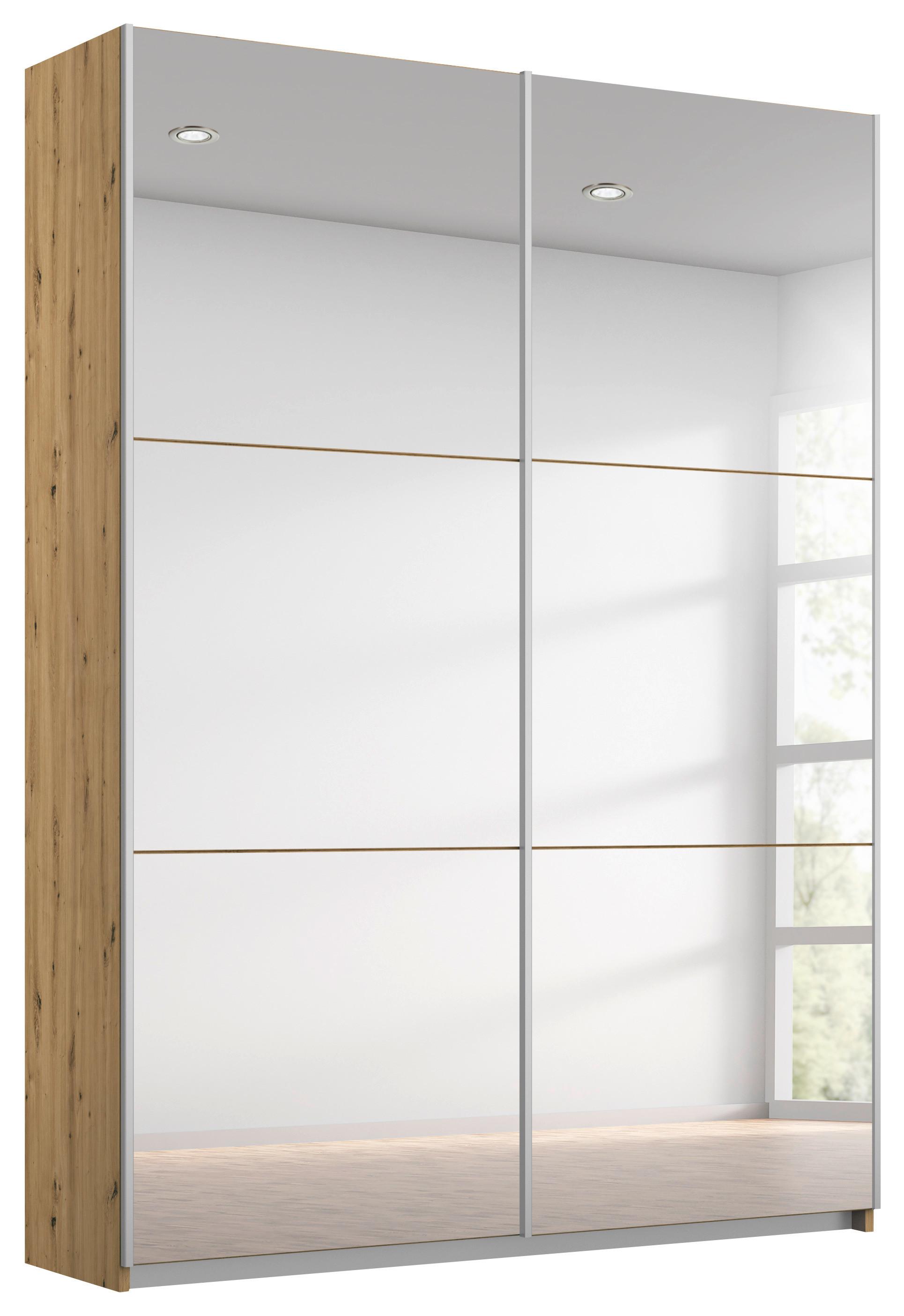 Schwebetürenschrank Reflect - Silberfarben/Eiche Artisan, MODERN, Glas/Holzwerkstoff (131/210/59cm)