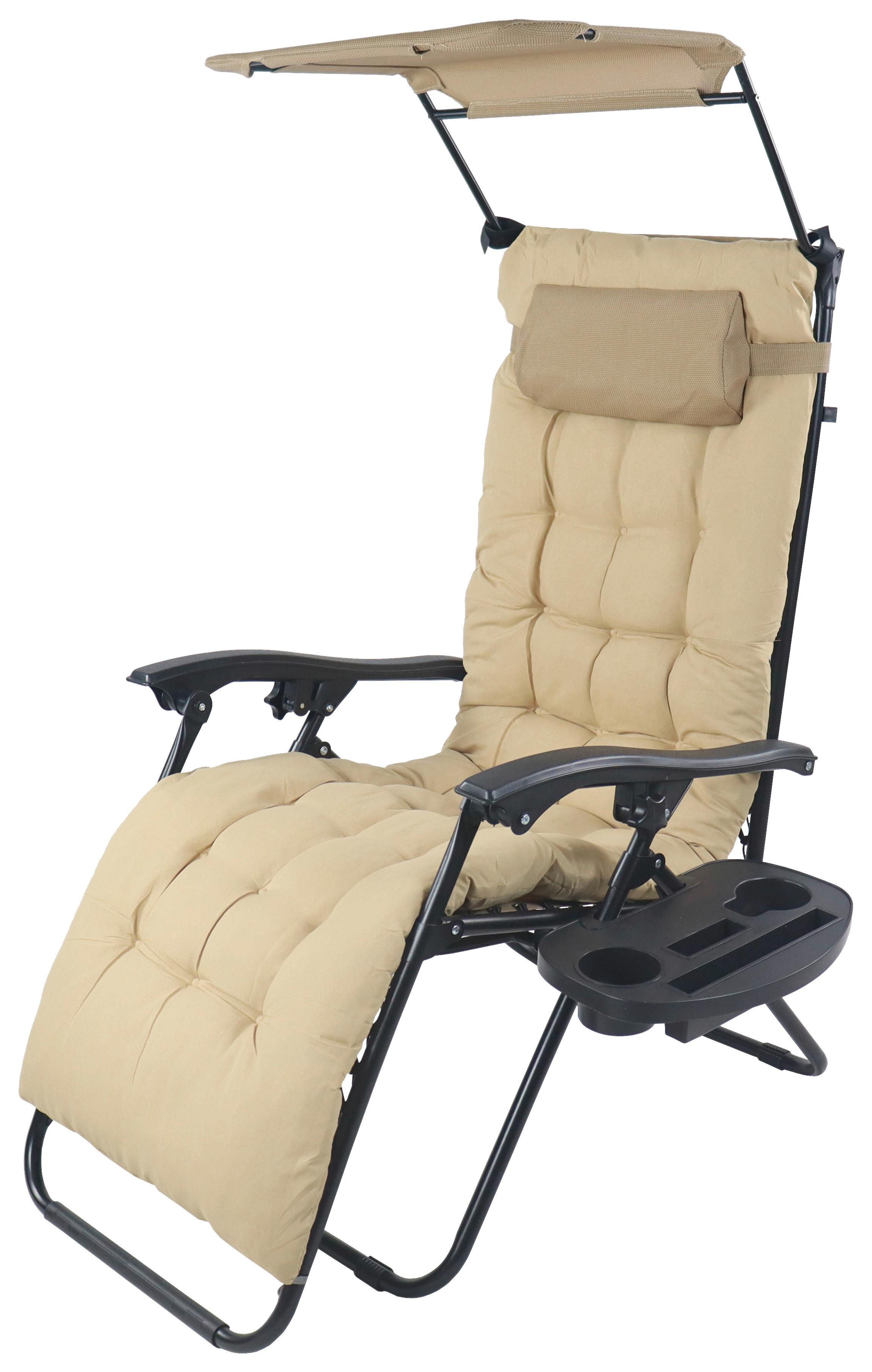 Gartenliege Maltosa Xl Klappbar, Beige - Beige, MODERN, Textil/Metall (64/133/91cm) - Gardenson