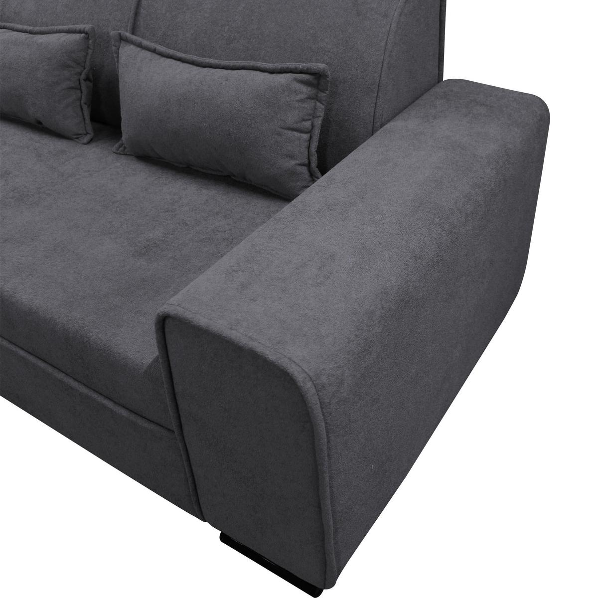 Ecksofa Classic Dunkelgrau 175x270 cm - Dunkelgrau/Schwarz, Design, Textil (175/270cm) - MID.YOU