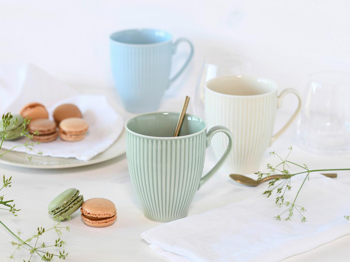 Kaffeebecherset Valencia 6--Teilig., Creme, Grün, Blau - Pastellblau/Pastellgrün, Basics, Keramik - Creatable