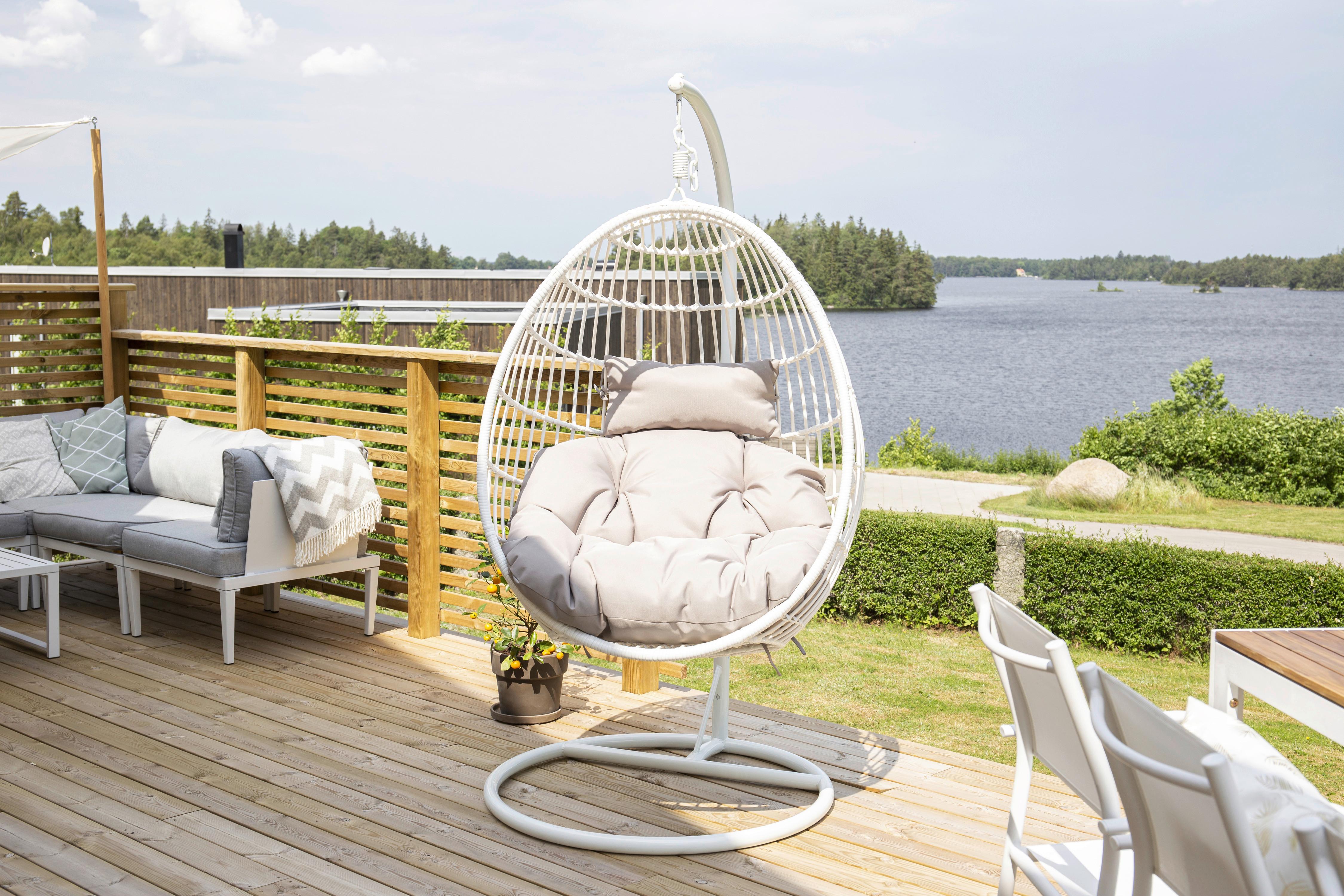 Hängesessel Viga - Weiß, KONVENTIONELL, Holz (95/196/95cm) - Gardenson