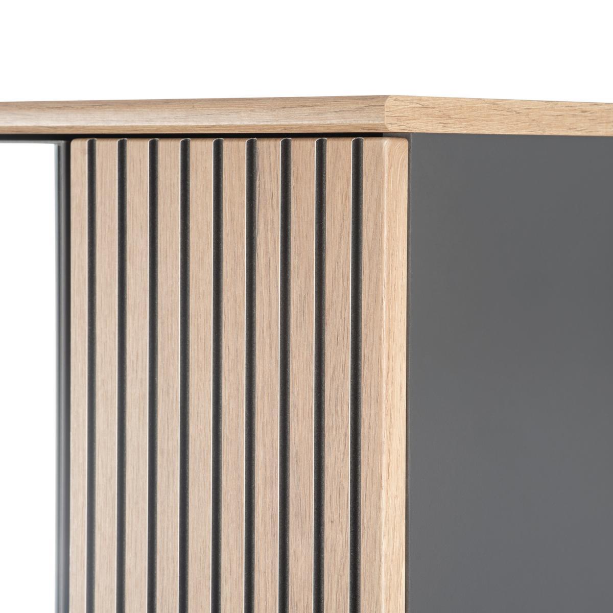 Garderobenschrank Clever Anthrazit B: 55,5 cm - Eichefarben/Anthrazit, MODERN, Glas/Holzwerkstoff (55,5/193/38cm)