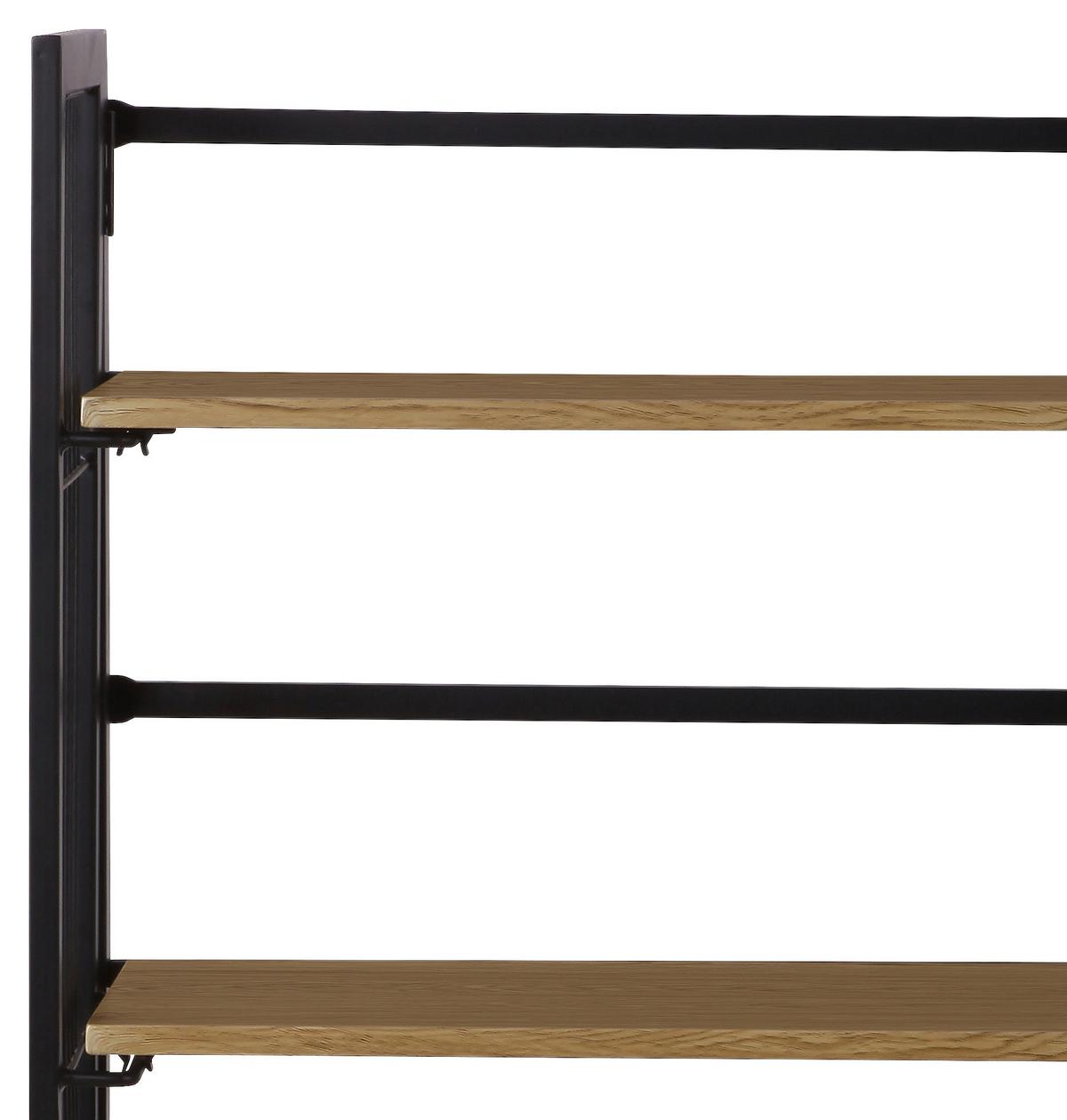 Polc Klapp - tölgyfa színű/fekete, Modern, faalapú anyag/fém (60/124,5/30cm)