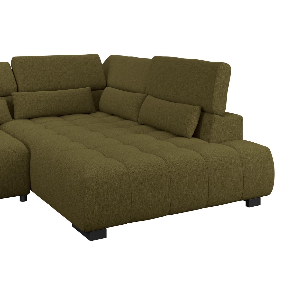 Ecksofa Matera Olivgrün S: 311x226cm - Schwarz/Olivgrün, Trend, Textil (311/226cm)