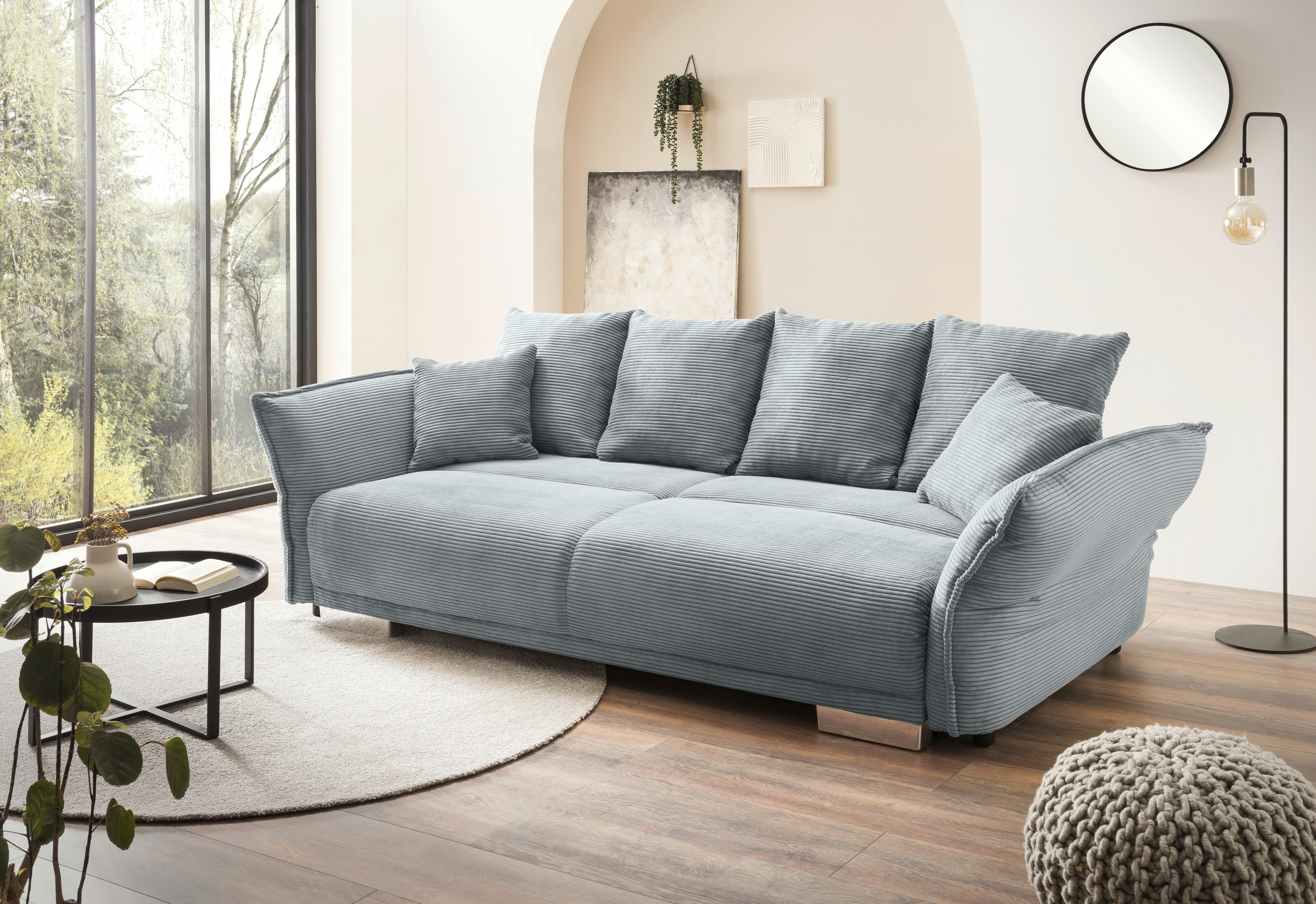 Bigsofa Pera, Hellblau B: 242 cm - Chromfarben/Hellblau, MODERN, Textil (242/71/90/131cm) - Livetastic