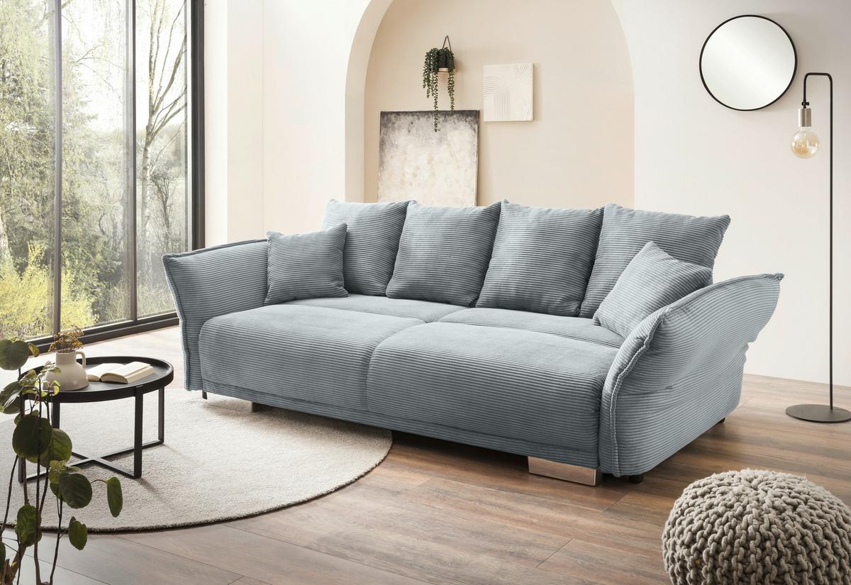 Bigsofa Pera, Hellblau B: 242 cm - Chromfarben/Hellblau, MODERN, Textil (242/71/90/131cm) - Livetastic
