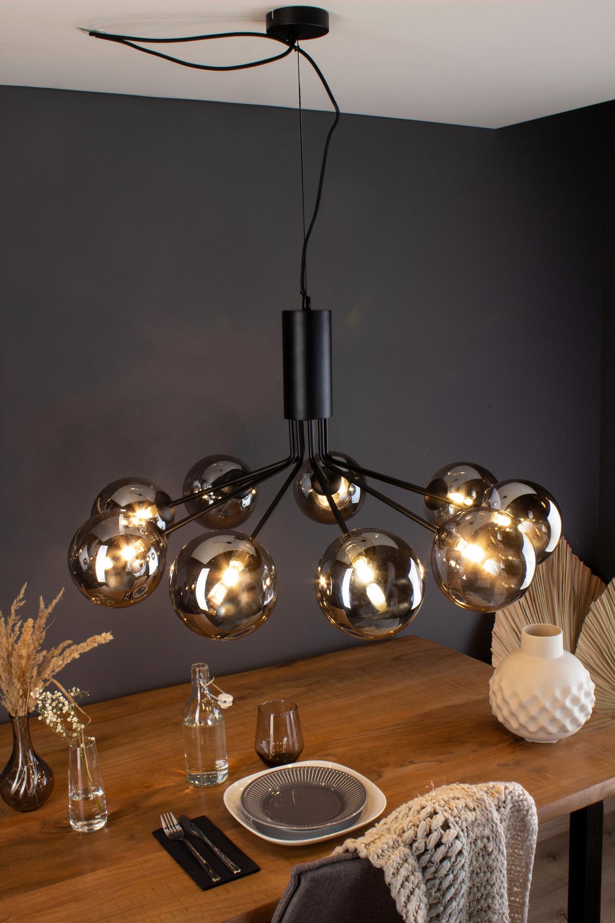 Hängeleuchte 9120-S9 Nero - Schwarz, Design, Glas/Metall (83,4/44,4cm)