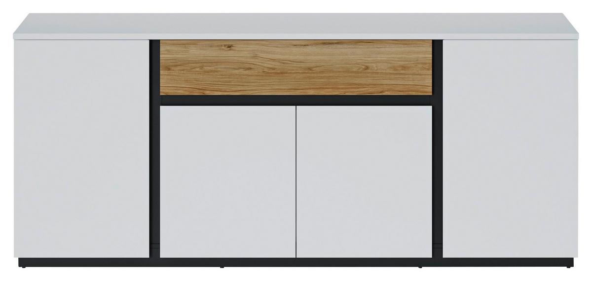 Sideboard Novena Alpinweiß B: 208,8 Cm - Eichefarben/Schwarz, Trend, Holzwerkstoff (209/87/40cm)