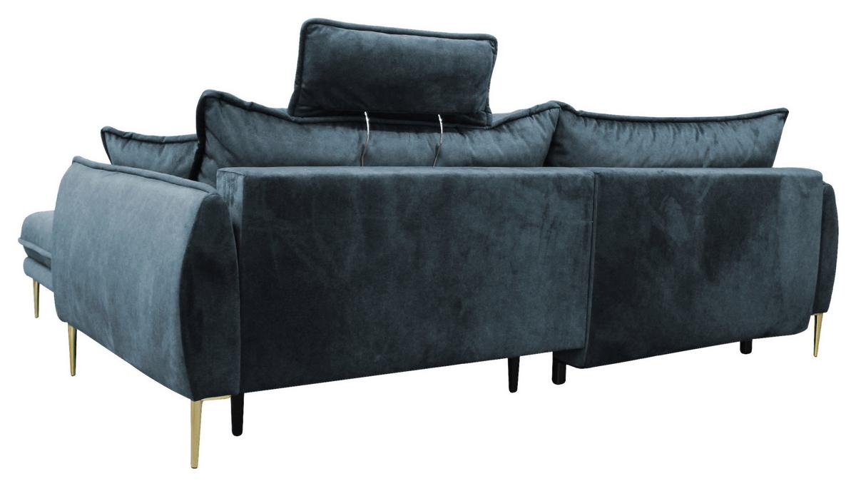 Ecksofa Whisper Blau S: 264x196 cm - Blau/Goldfarben, Design, Textil (264/196cm) - MID.YOU