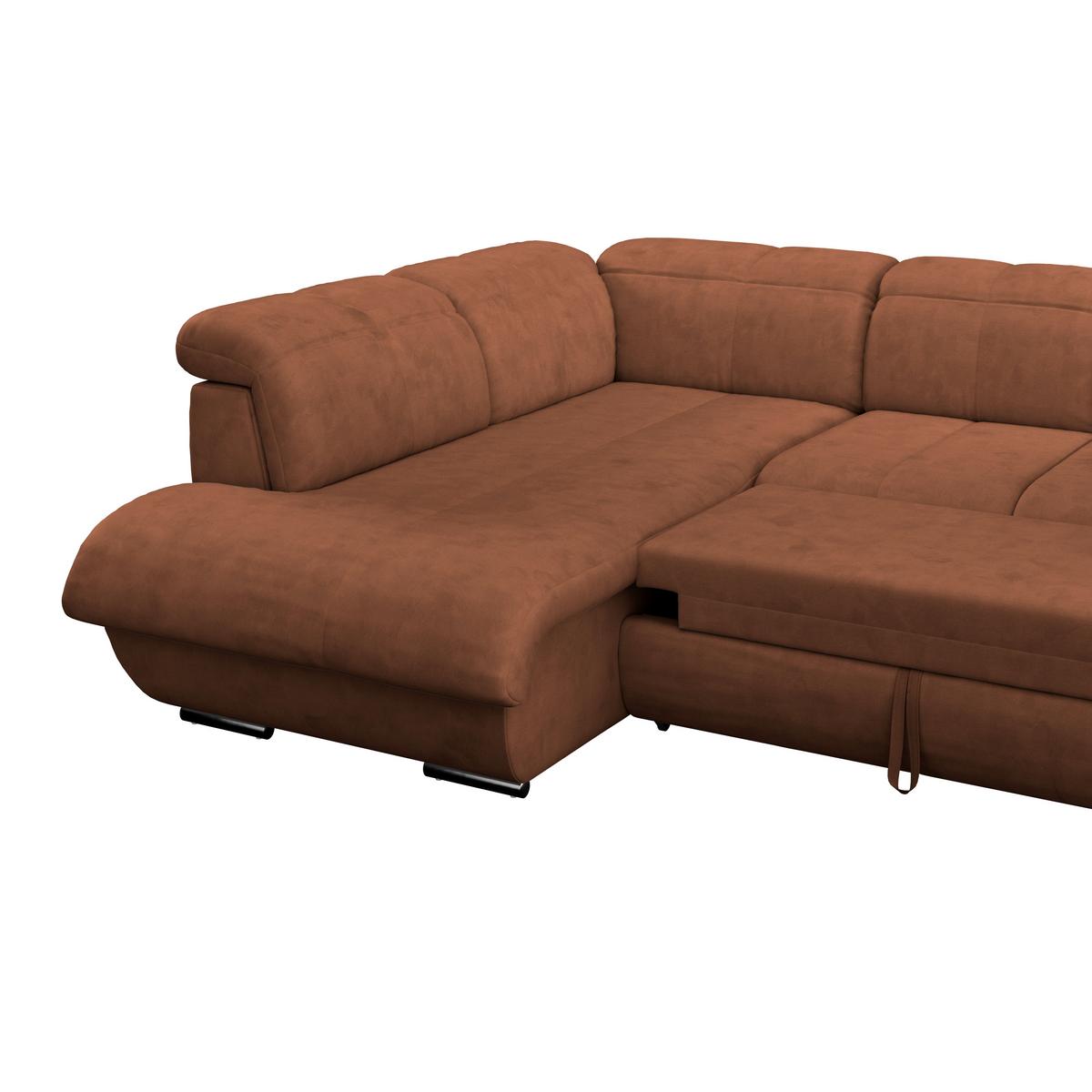 Sedací souprava MULTI tvar U, koňaková - barvy chromu/koňaková, Moderní, kov/textil (228/345/184cm) - Luca Bessoni