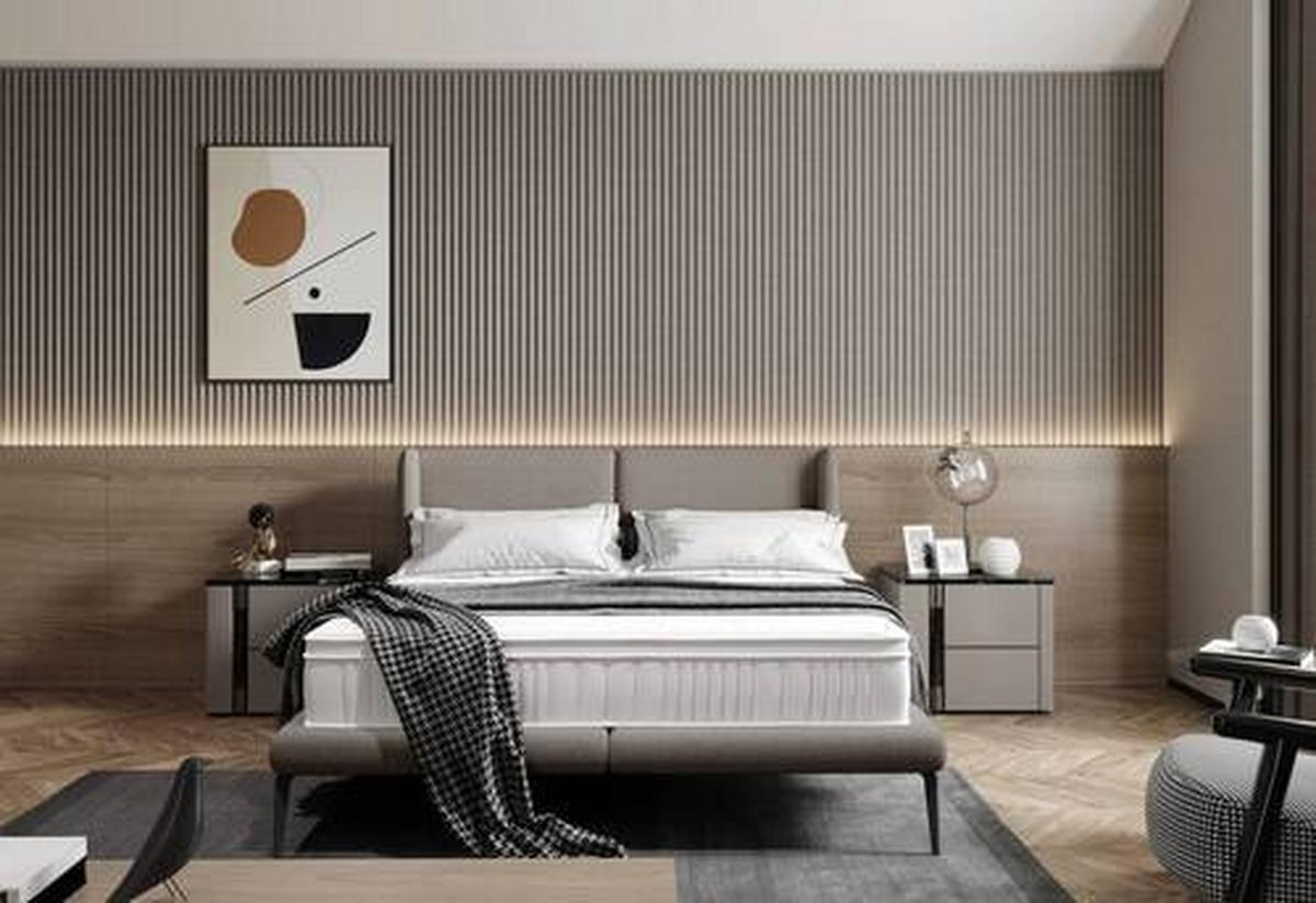 Polsterbett +matratze 180x200 Tessina Now Or Never Hellgrau - Hellgrau/Schwarz, MODERN, Textil (180/200cm) - Livetastic