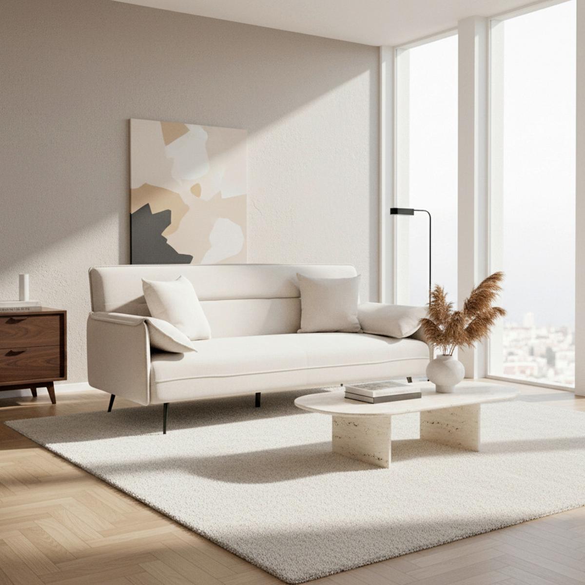 Rozkládací pohovka LANA béžová - antracitová/béžová, Moderní, kov/dřevo (193/117/25,5cm) - P & B