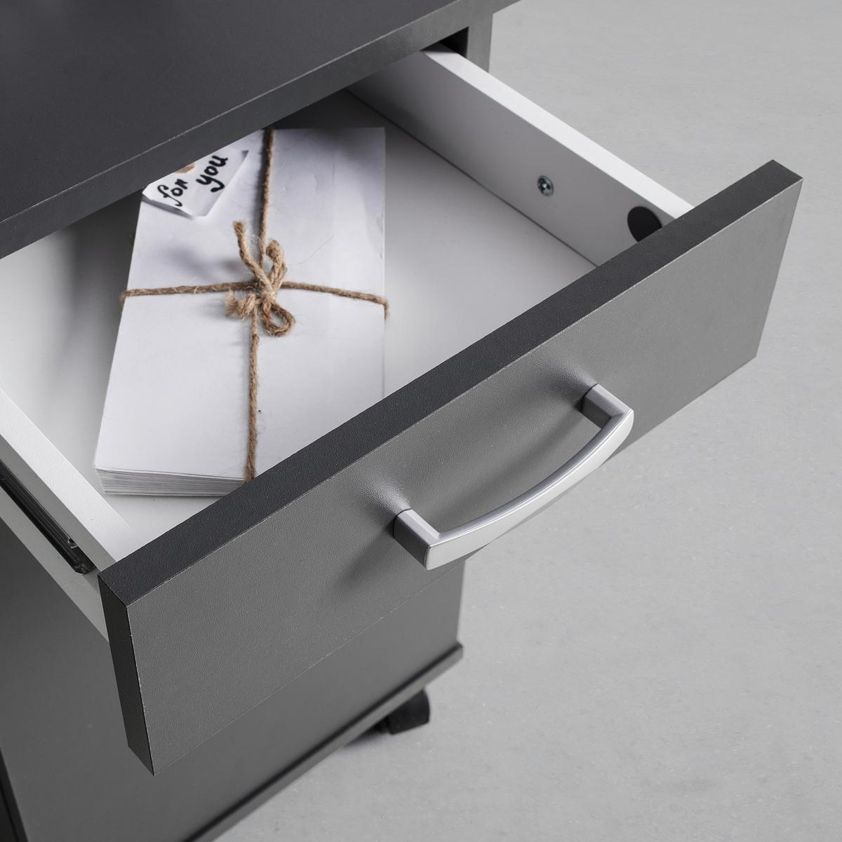 Kontejner CAORLE - barvy chromu/antracitová, Konvenční, kompozitní dřevo/plast (33/59/38cm) - Mömax