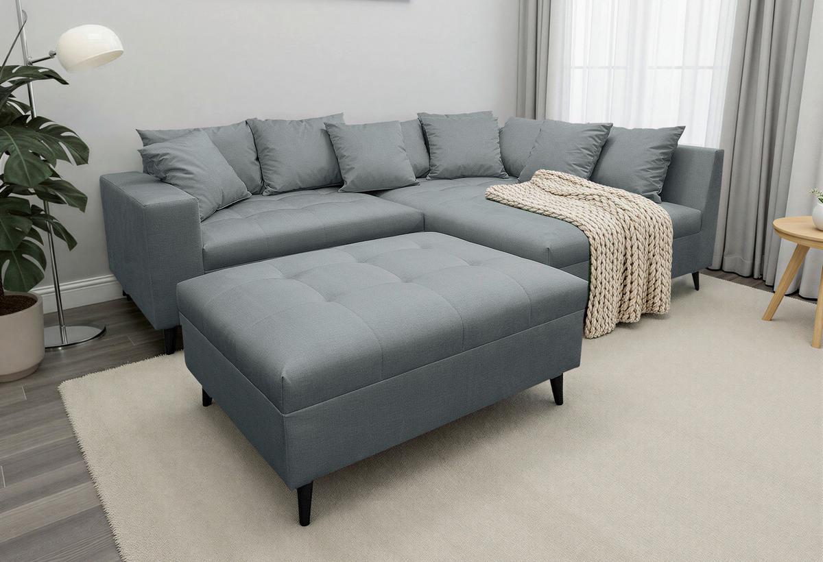 Ecksofa Pruno Dunkelgrau S: 247x174 Cm - Dunkelgrau/Schwarz, Design, Textil (247/174cm) - MID.YOU