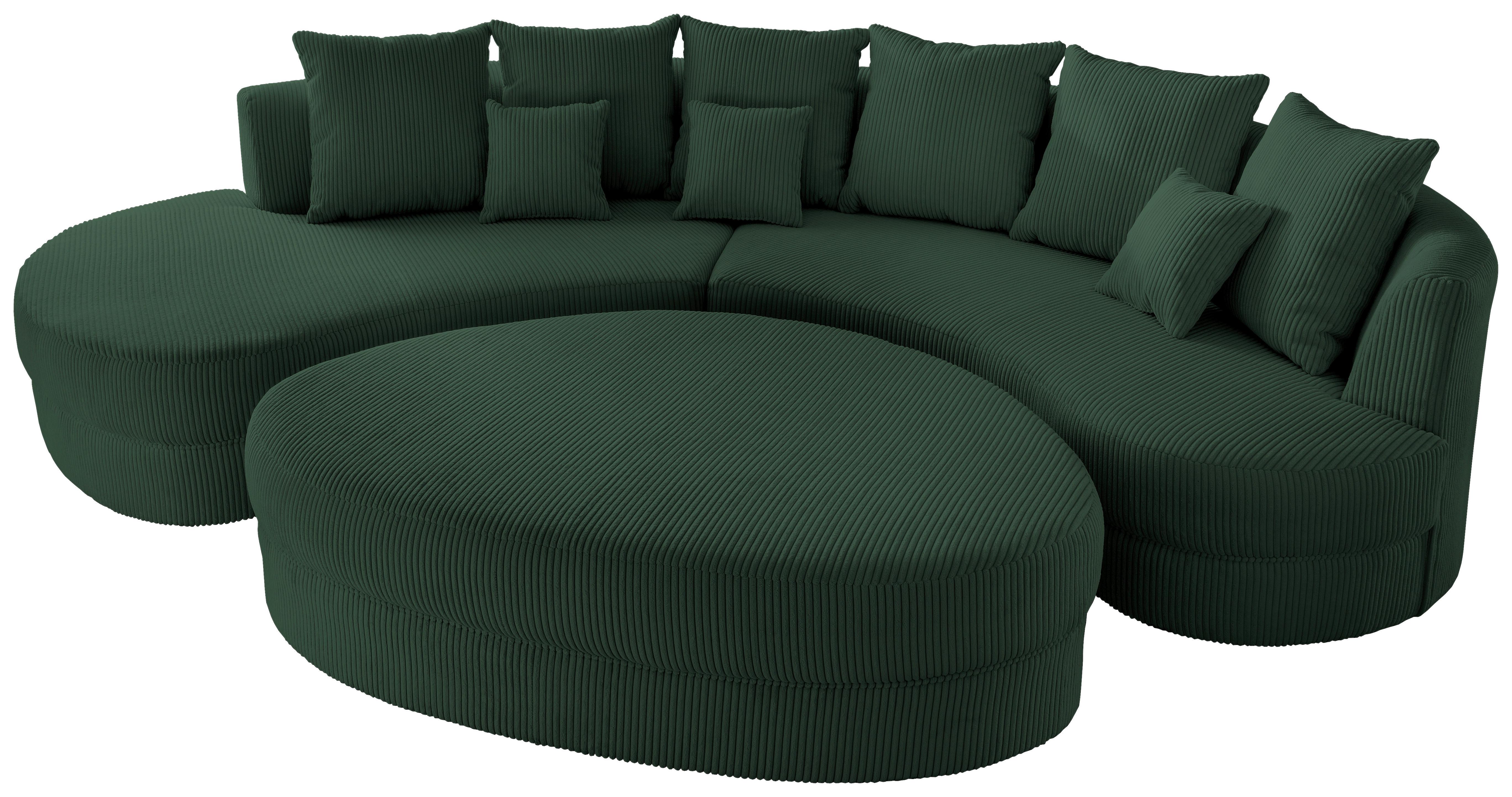 Wohnlandschaft Limoncello Dunkelgrün S: 300x160 cm - Dunkelgrün/Schwarz, Design, Textil (300/160cm) - Livetastic