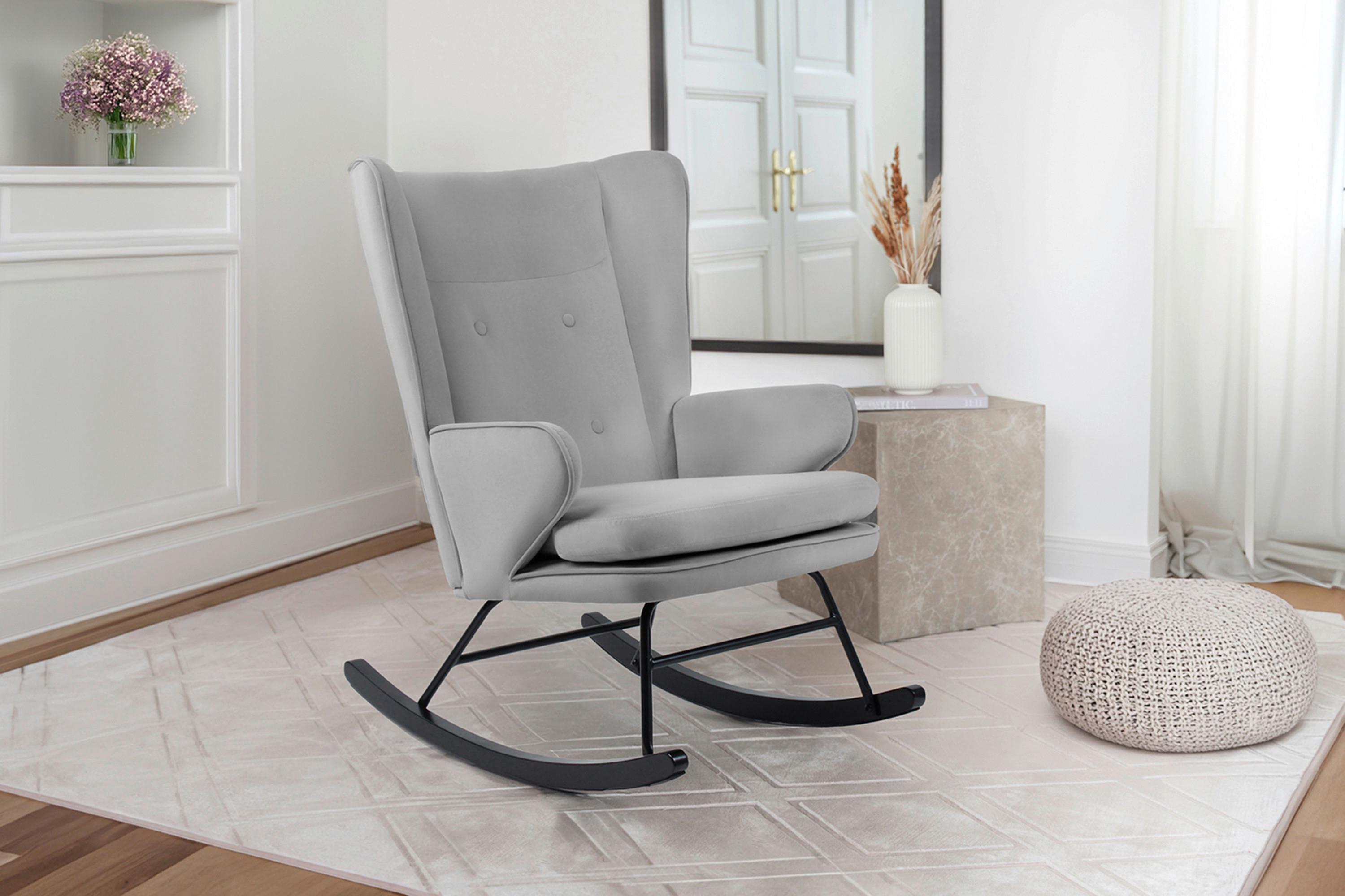 Hintaszék Melorie 125 - szürke, Design, textil/fa (65/95/86cm) - Kayoom