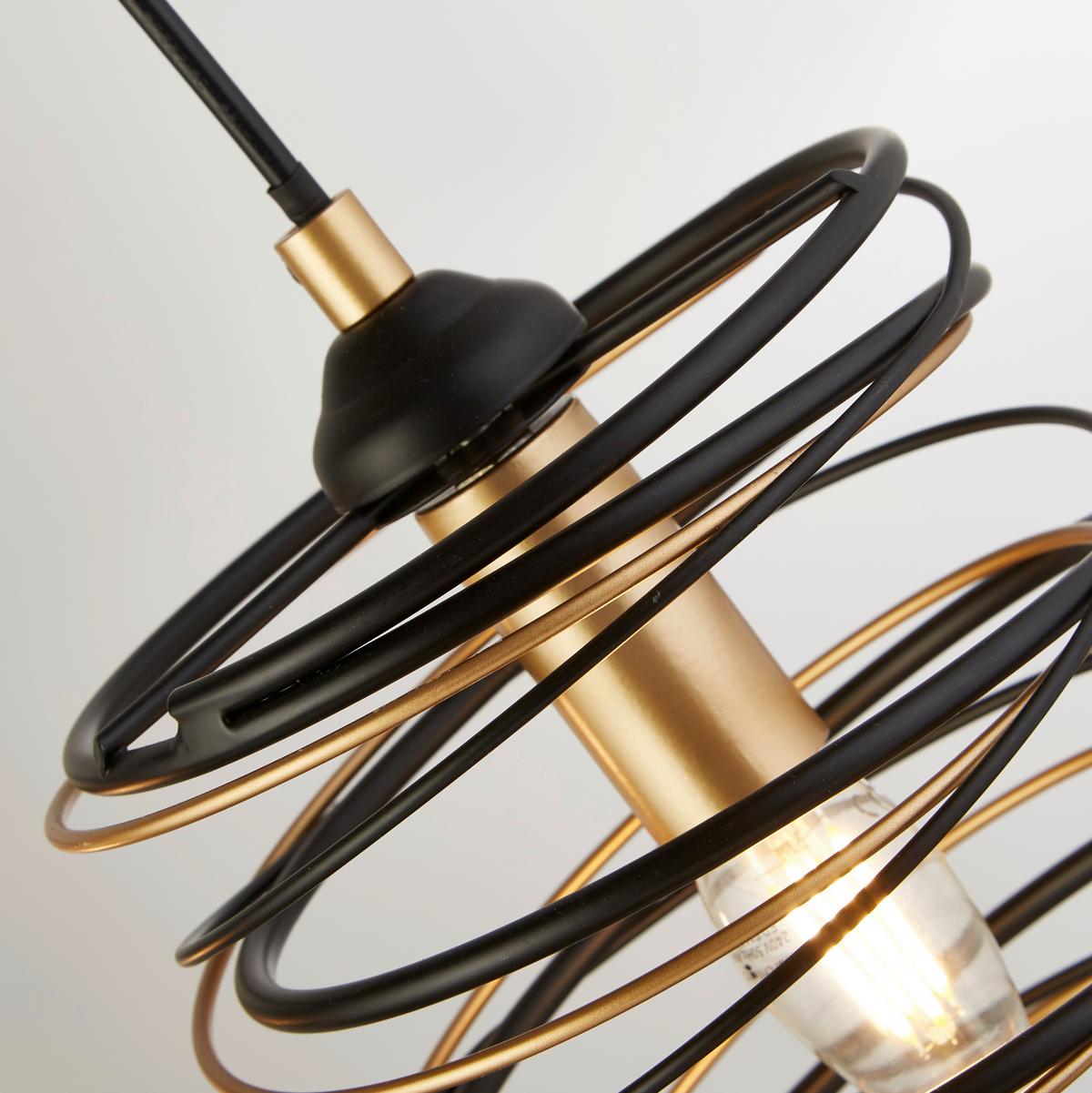 Hängeleuchte Spring H: 110 cm, 4-Flammig, Goldfarben/Schwarz - Goldfarben/Schwarz, Design, Metall (91/110/16cm)