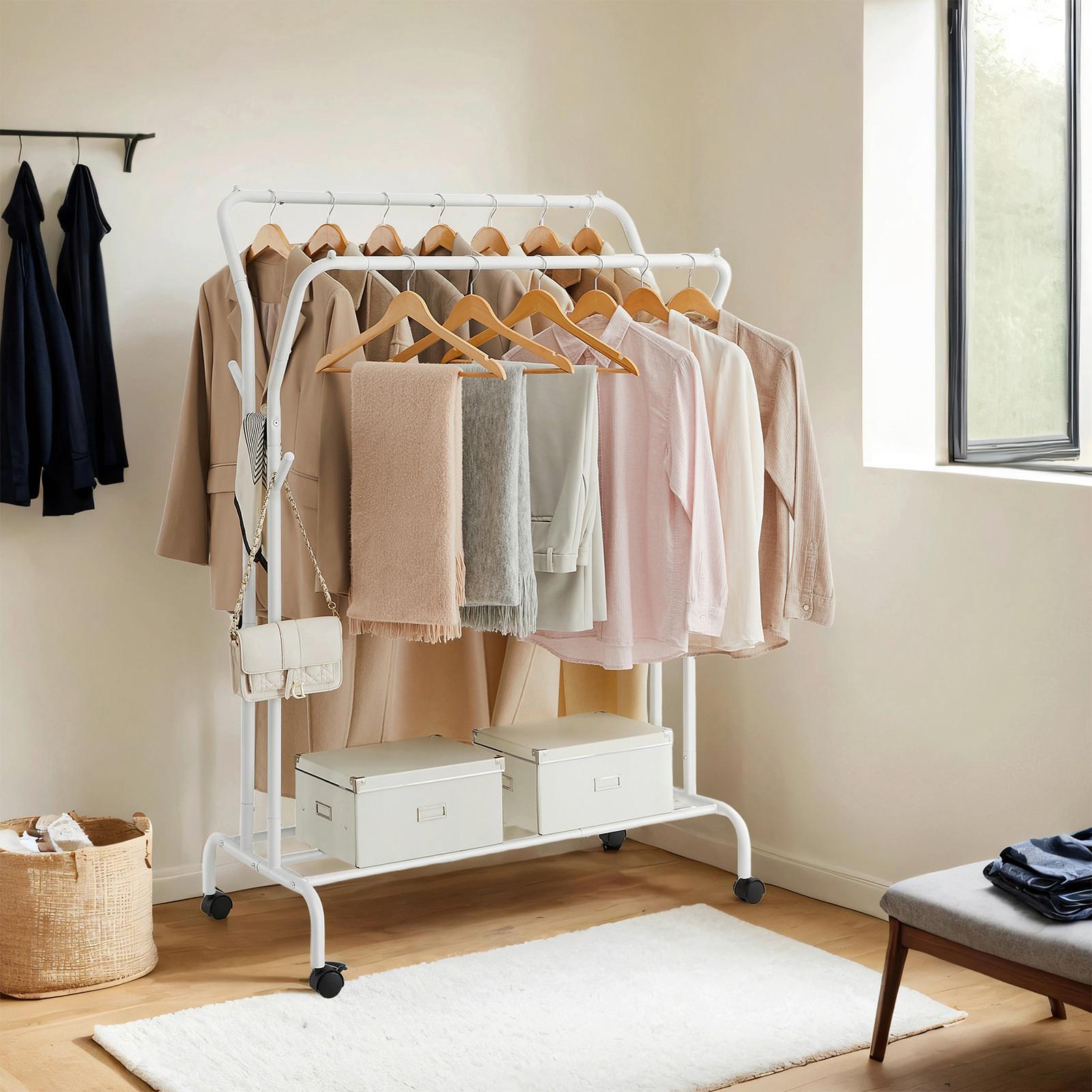 Kleiderwagen Weiß B: 103,5 cm - Weiß, Basics, Kunststoff/Metall (103,5/155/52,5cm)