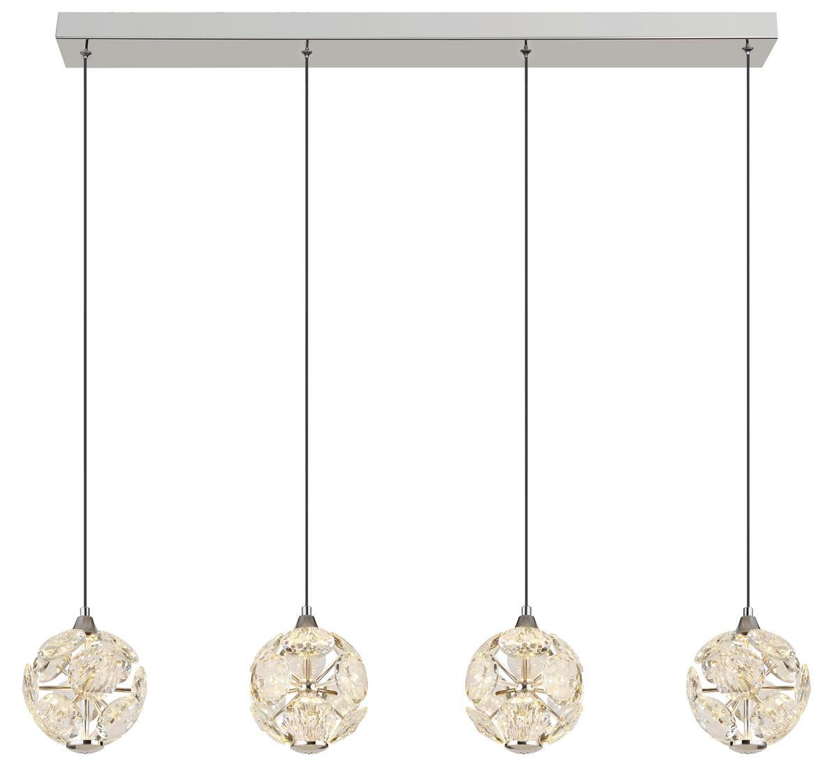 LED-Hängeleuchte Virina L:93cm Klar Schwarz Chromfarben - Klar/Chromfarben, KONVENTIONELL, Glas/Kunststoff (93/15/150cm) - Globo
