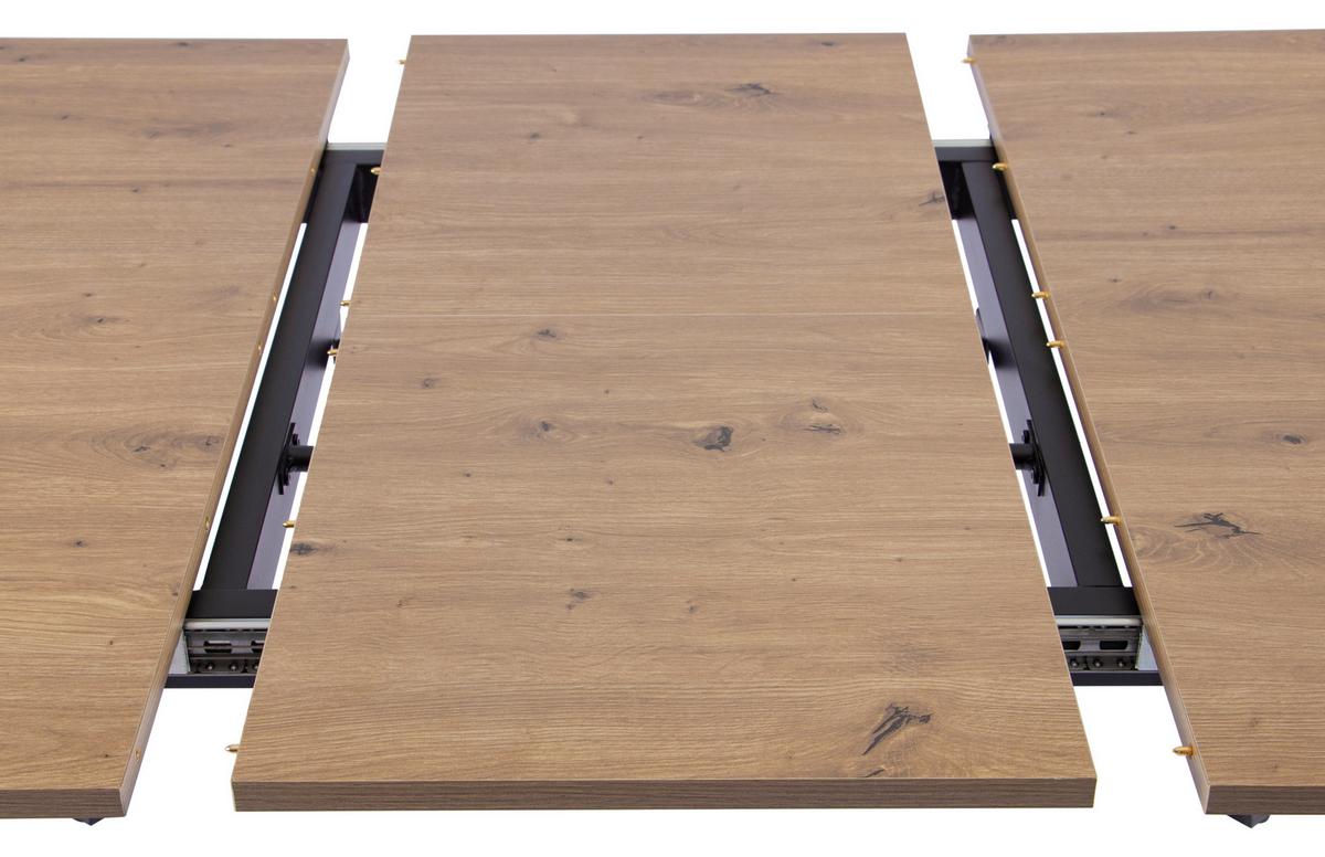 Esstisch Theo Eiche Artisan L: 140-180 cm - Schwarz/Eiche Artisan, MODERN, Holzwerkstoff/Metall (140/180/90/76cm) - Livetastic