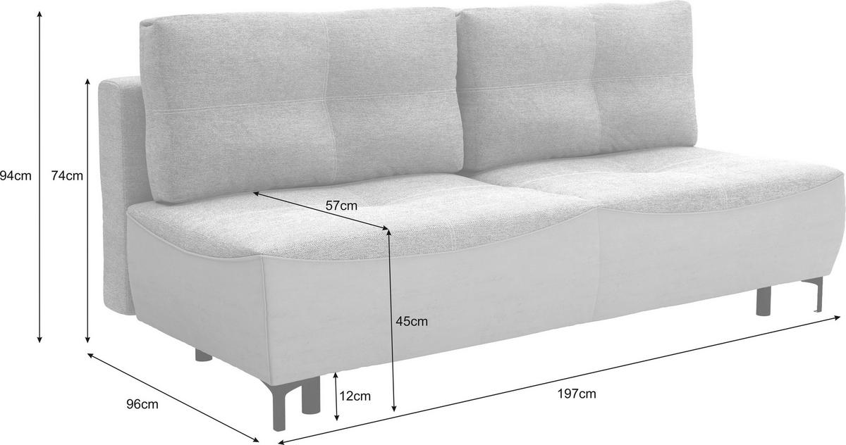 2-sitzer-sofa Mit Schlaffunktion Wendy B: 197 Cm - Blau/Schwarz, Design, Textil (197/94/96cm) - MID.YOU
