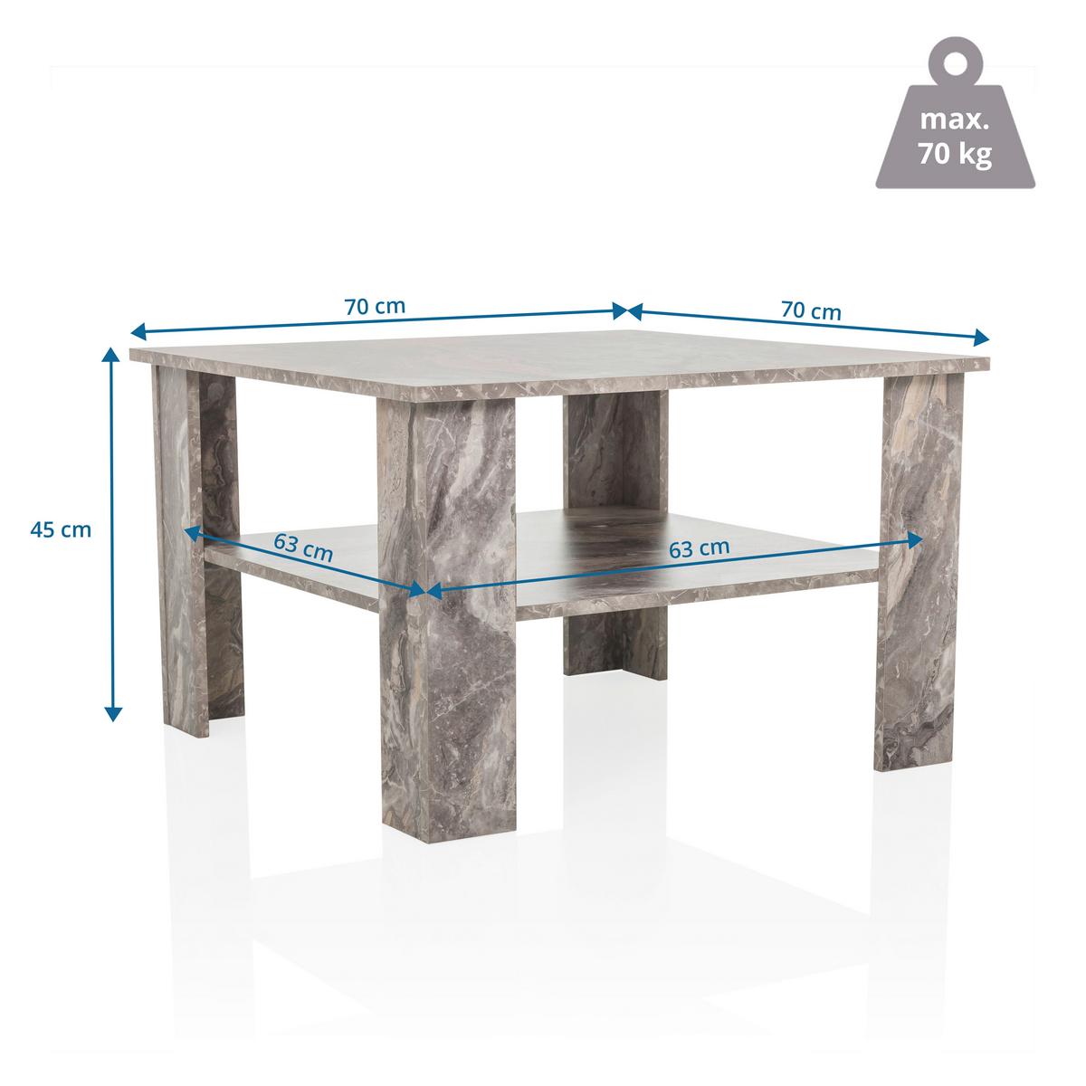 Couchtisch Bismo Grau B: 70 cm - Grau, MODERN, Holzwerkstoff (70/70/45cm) - MID.YOU