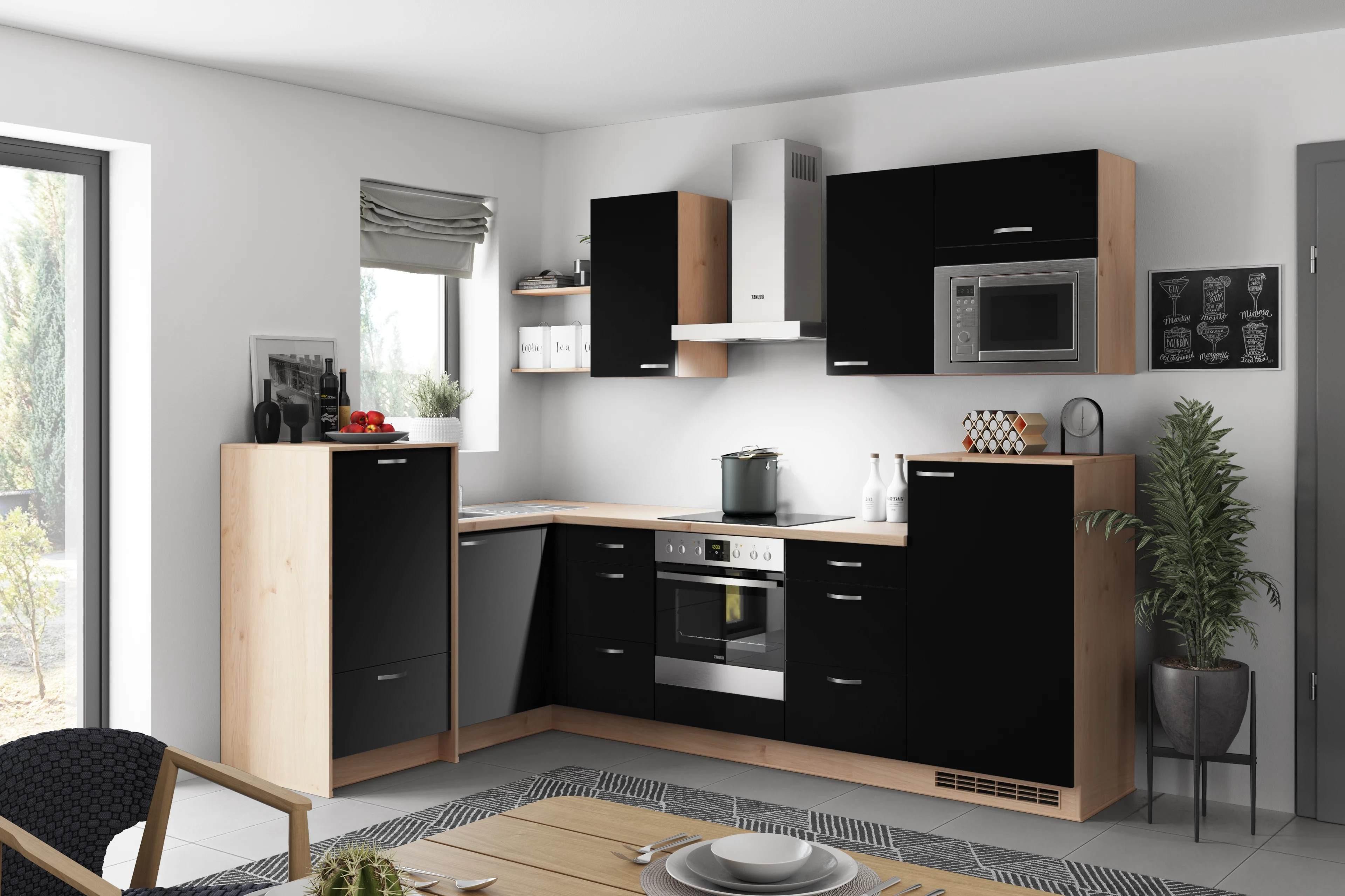 Eckküche Clean - Wildeiche/Schwarz, MODERN, Holzwerkstoff (178/280cm) - Express