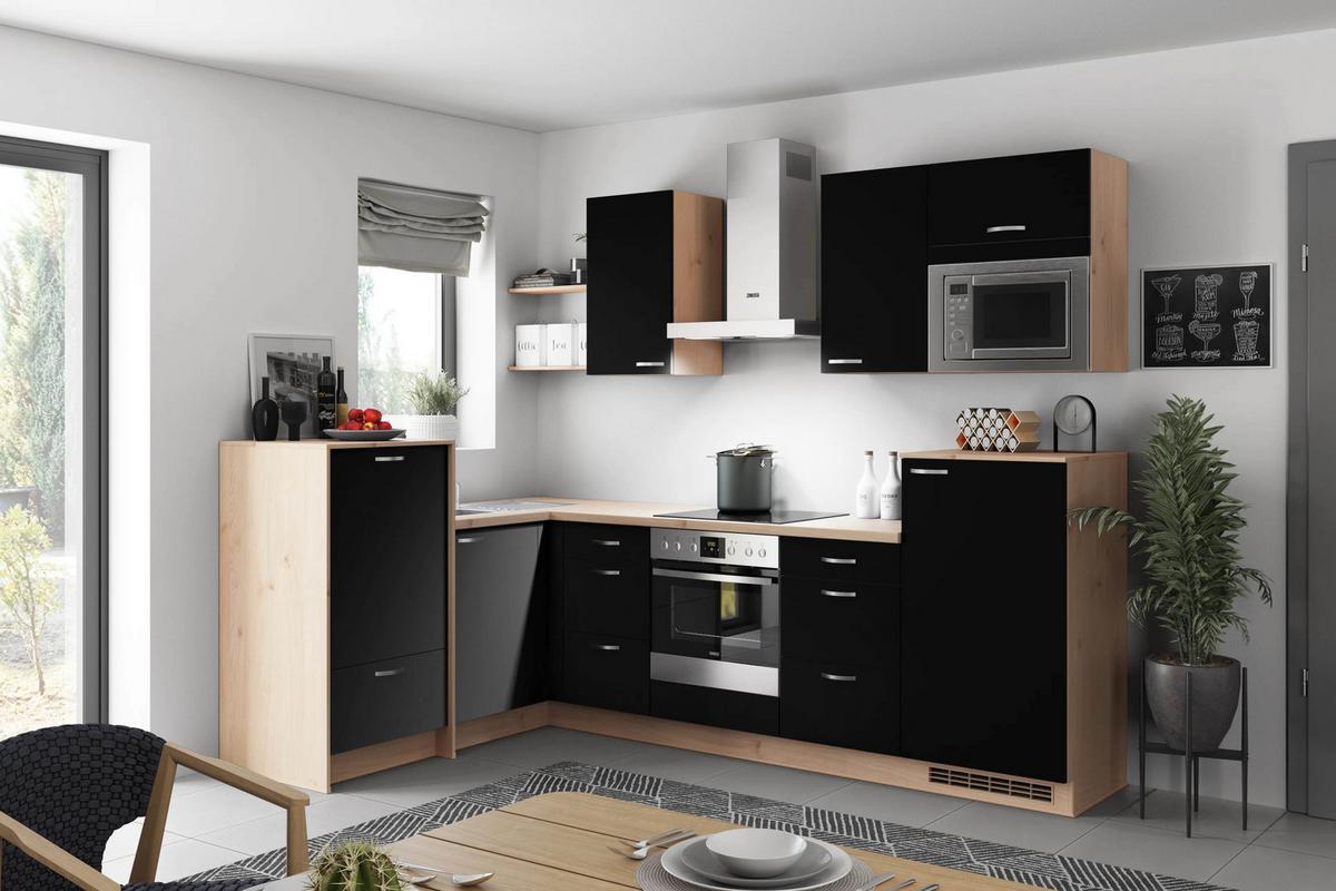 Eckküche Clean - Wildeiche/Schwarz, MODERN, Holzwerkstoff (178/280cm) - Express