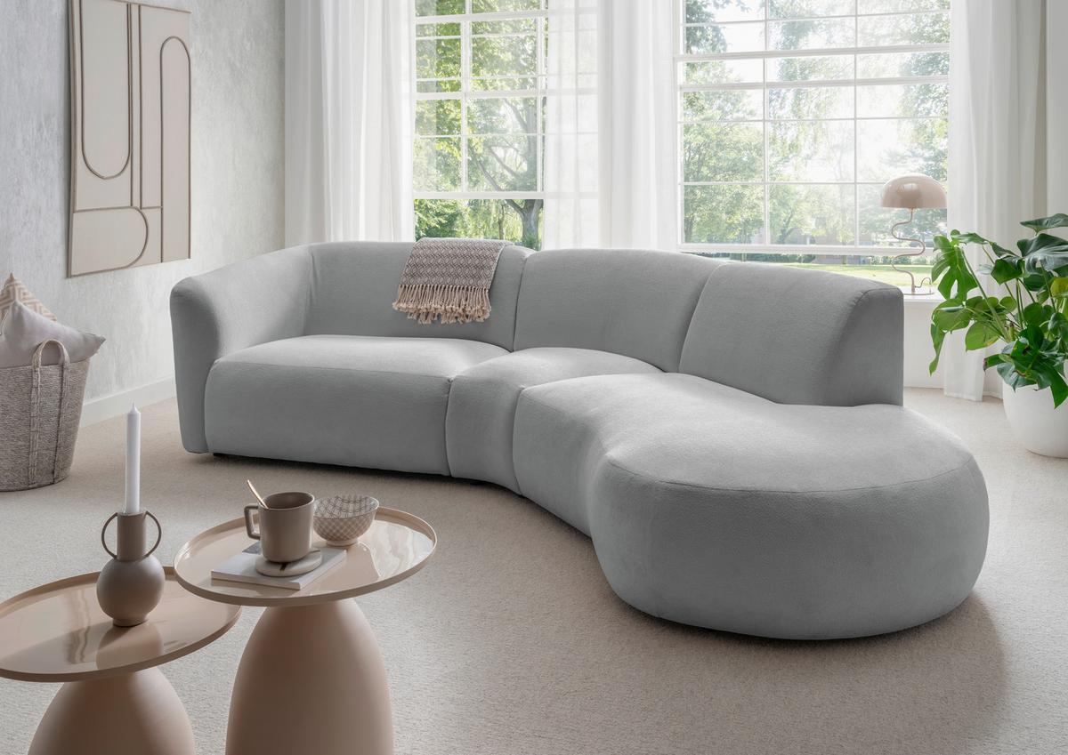 Ecksofa Jesi Silberfarben S: 276x182 Cm - Silberfarben/Schwarz, MODERN, Textil (276/182cm) - Livetastic