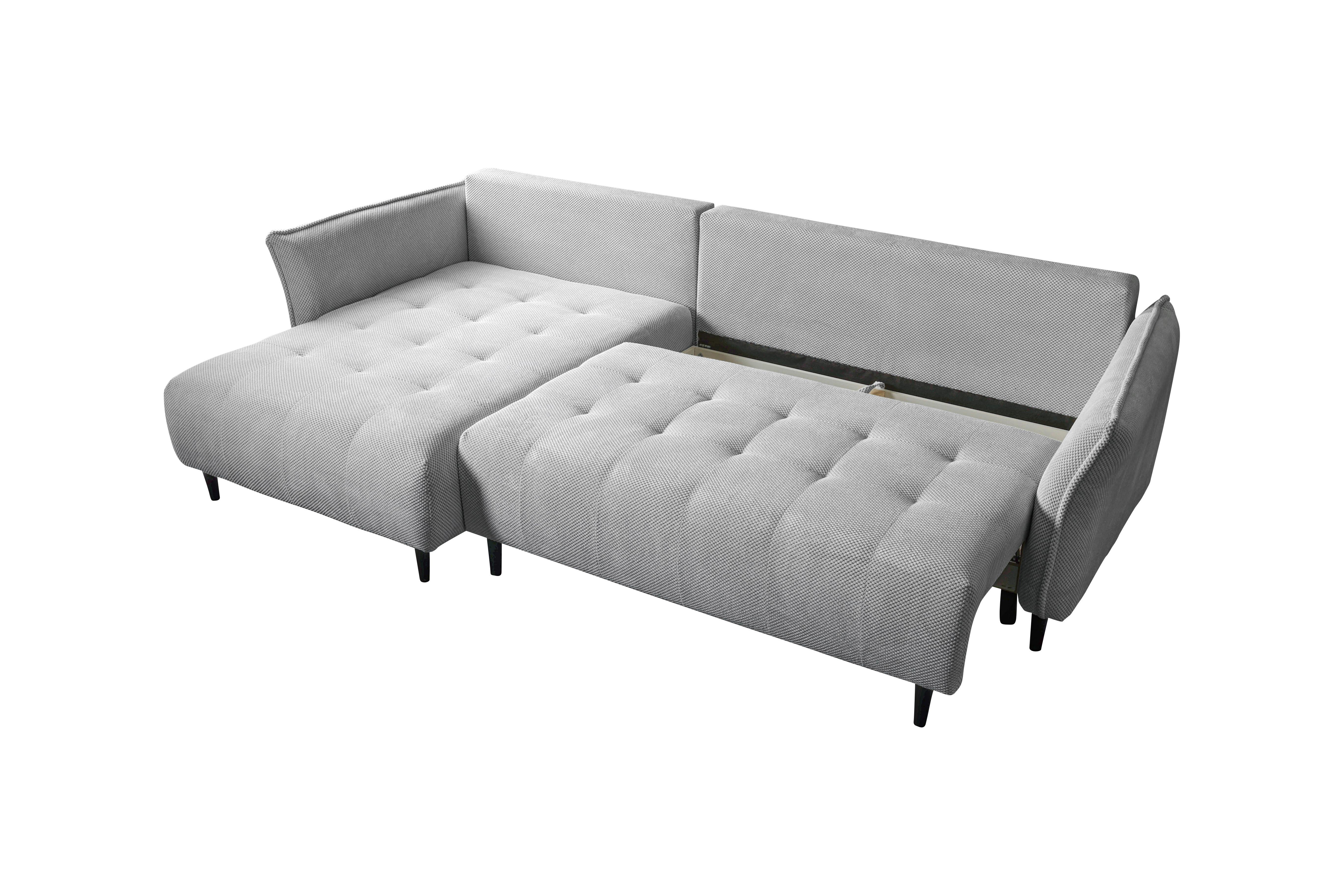 Ecksofa Monte Carlo Hellgrau S: 290x160 cm - Schwarz/Grau, Trend, Holz/Holzwerkstoff (290/160cm)