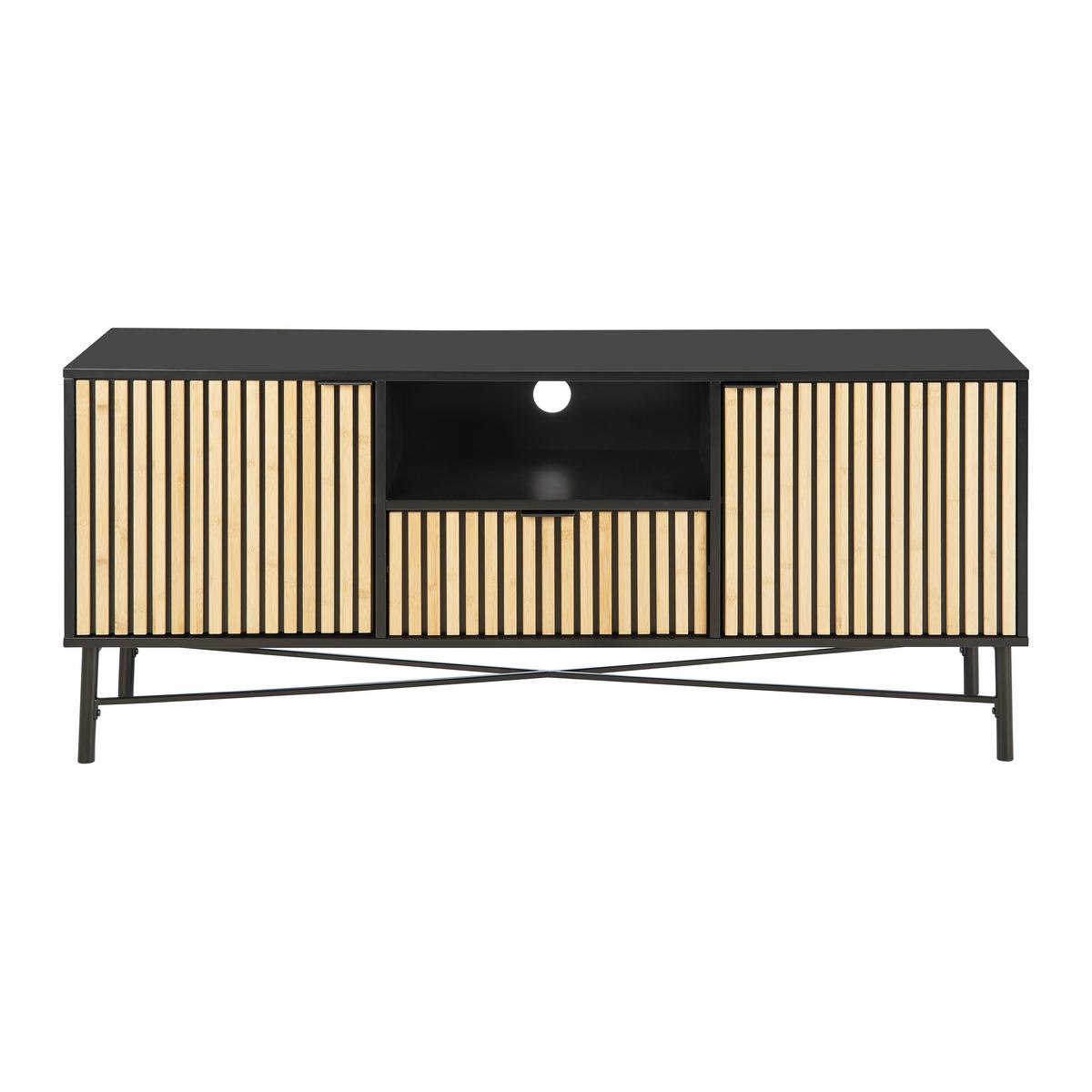 TV komoda MADRID - černá/barvy dubu, Moderní, kov/dřevo (143/60/40cm) - Mömax
