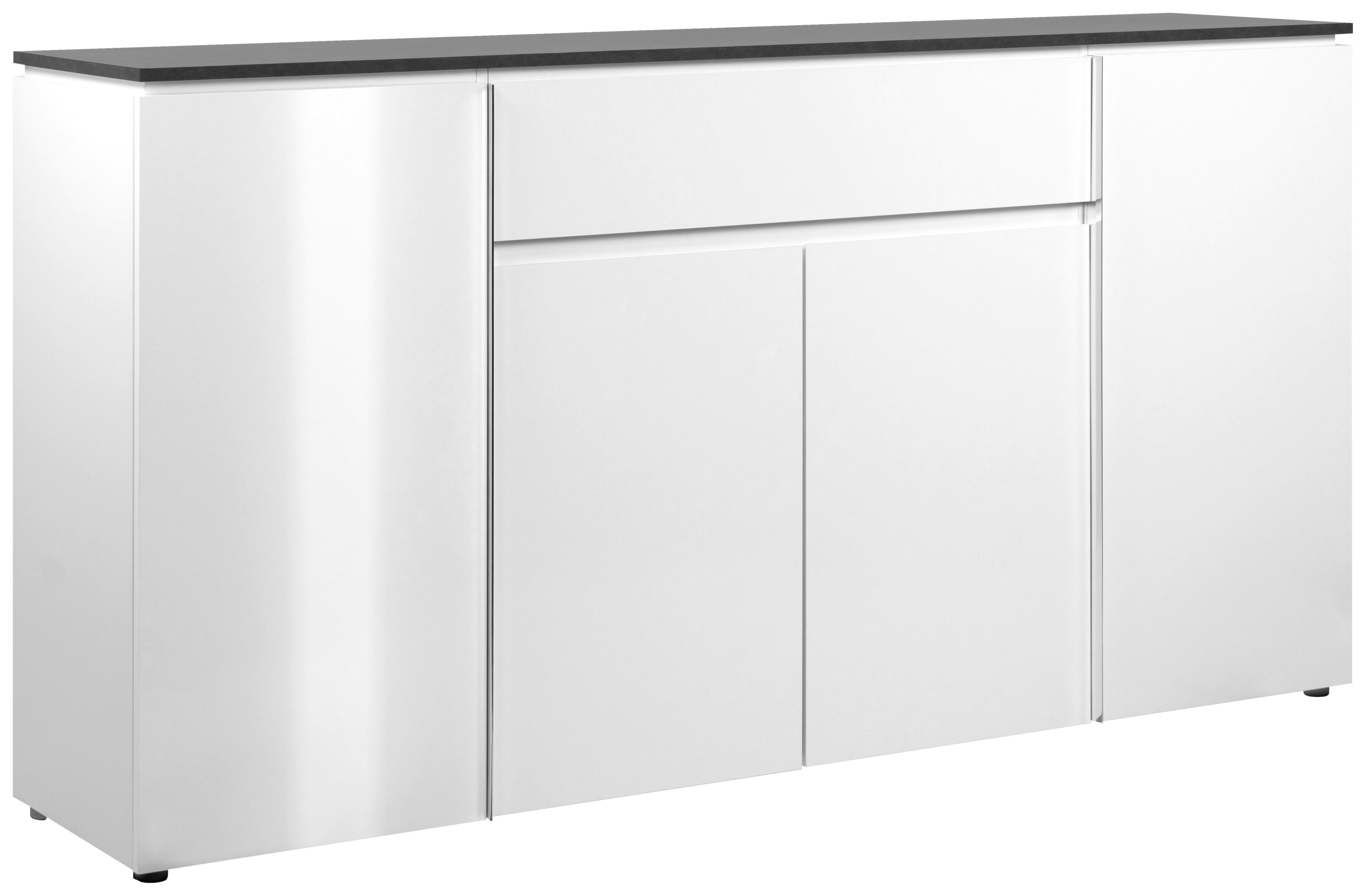 Sideboard Brest 51a - Weiß Hochglanz/Silberfarben, Design, Holzwerkstoff (177,5/92/40cm) - Livetastic