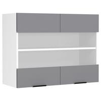 Küchenoberschrank Fasola Anthrazit/Weiß B: 80 cm - Anthrazit/Weiß, Trend, Glas/Holzwerkstoff (80/60/31cm) - MID.YOU