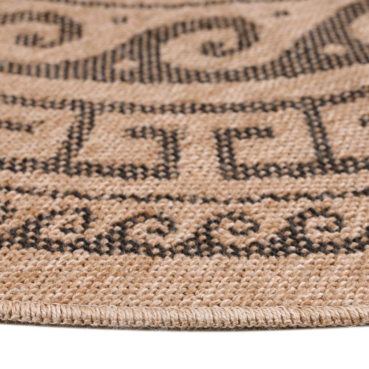 Venkovní okrouhly koberec béžová, P: 160cm - černá, Basics, textil (160cm) - Novel