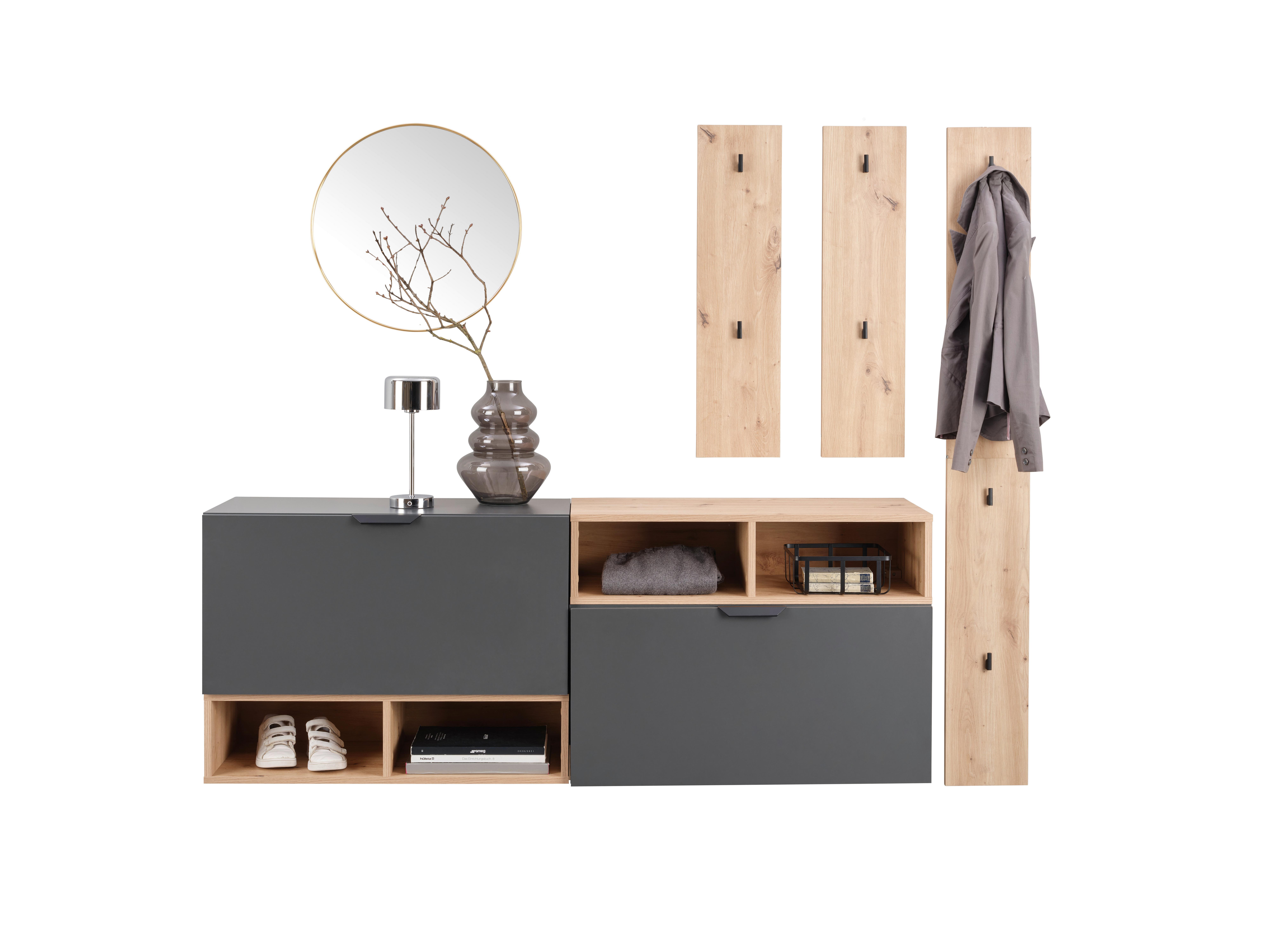 Garderobe Ciao Anthrazit/Eiche Dekor 3--Teilig - Anthrazit/Eiche Artisan, MODERN, Holzwerkstoff (180/160/37,6cm)
