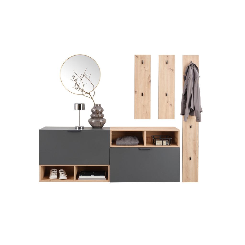 Garderobe Ciao Anthrazit/Eiche Dekor 3-tlg