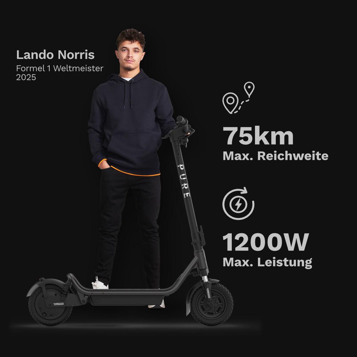 Elektroscooter CS-PURE-AIR6-PP -MG, StVO Konform - Schwarz, Basics, Metall (69/120/123cm)