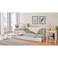 Ausziehbett mit Lattenrost Massiv 90x190 cm Ulli Weiß - Weiß/Braun, MODERN, Holz/Holzwerkstoff (90/190cm) - MID.YOU