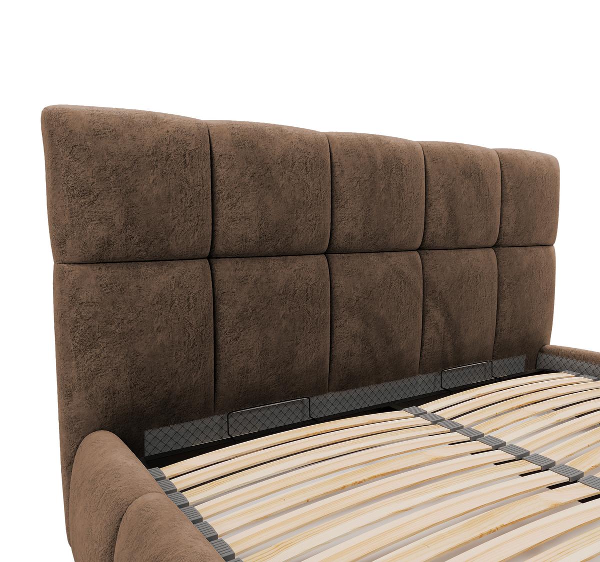 Polsterbett Cherry Mikrofaser Velours, Braun, Lf: 180x200 Cm - Schwarz/Braun, MODERN, Holz/Holzwerkstoff (180/200cm) - MID.YOU