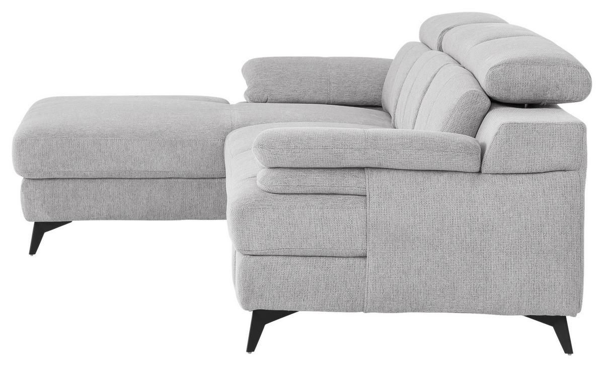 Ecksofa Titus Silberfarben Chenille - Silberfarben/Schwarz, Design, Textil (291/80-98/178cm) - Livetastic