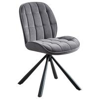 Stuhl Solo Drehbar Samt Grau, B: 47,5cm - Dunkelgrau/Schwarz, KONVENTIONELL, Holz/Textil (47,5/62/85,5cm) - Livetastic