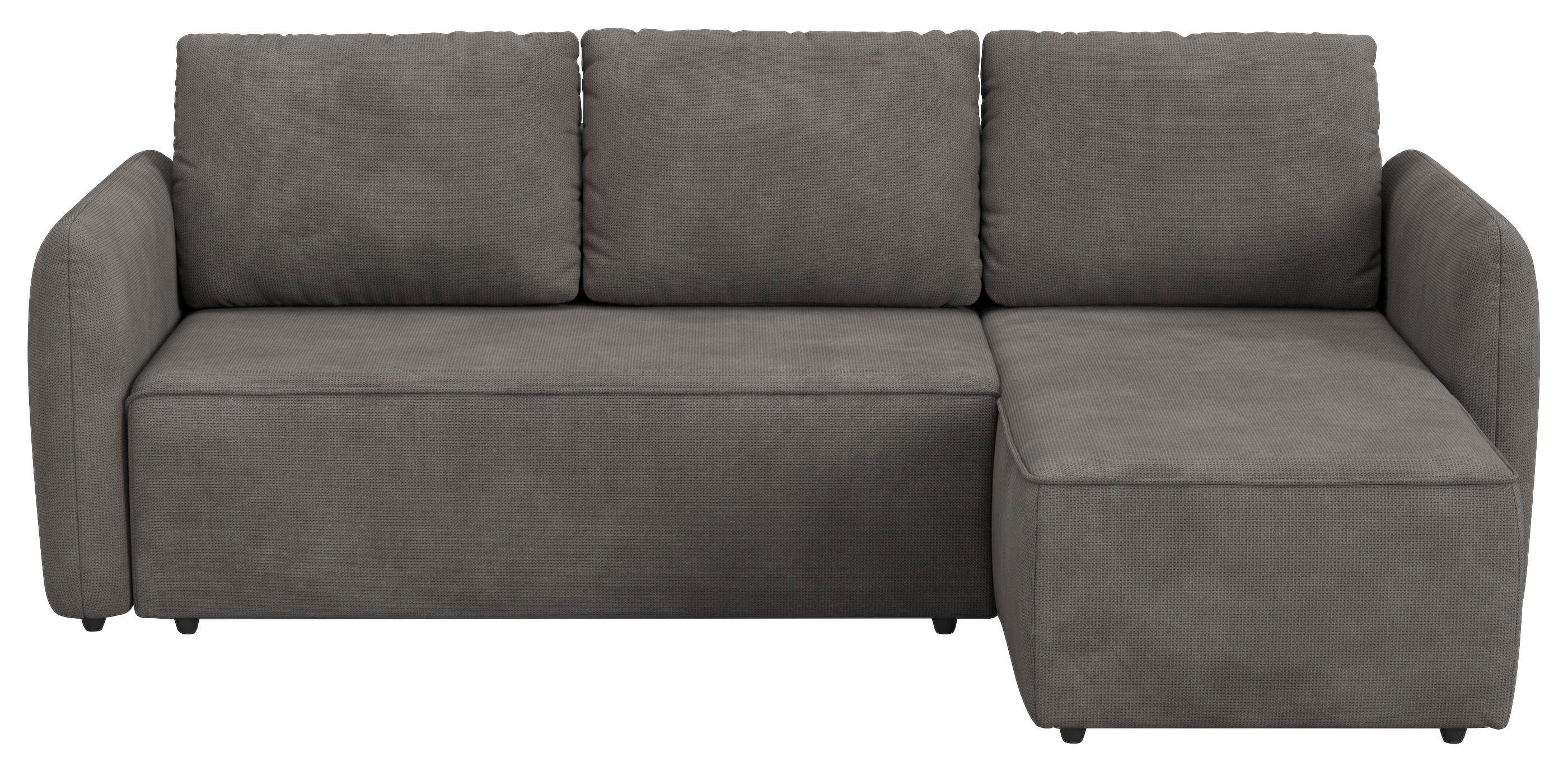 Ecksofa mit Bettfunktion Flow Microfaser grau, B: 239cm - Schwarz/Grau, Trend, Textil (239/170cm) - MID.YOU