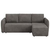 Ecksofa mit Bettfunktion Flow Microfaser grau, B: 239cm - Schwarz/Grau, Trend, Textil (239/170cm) - MID.YOU