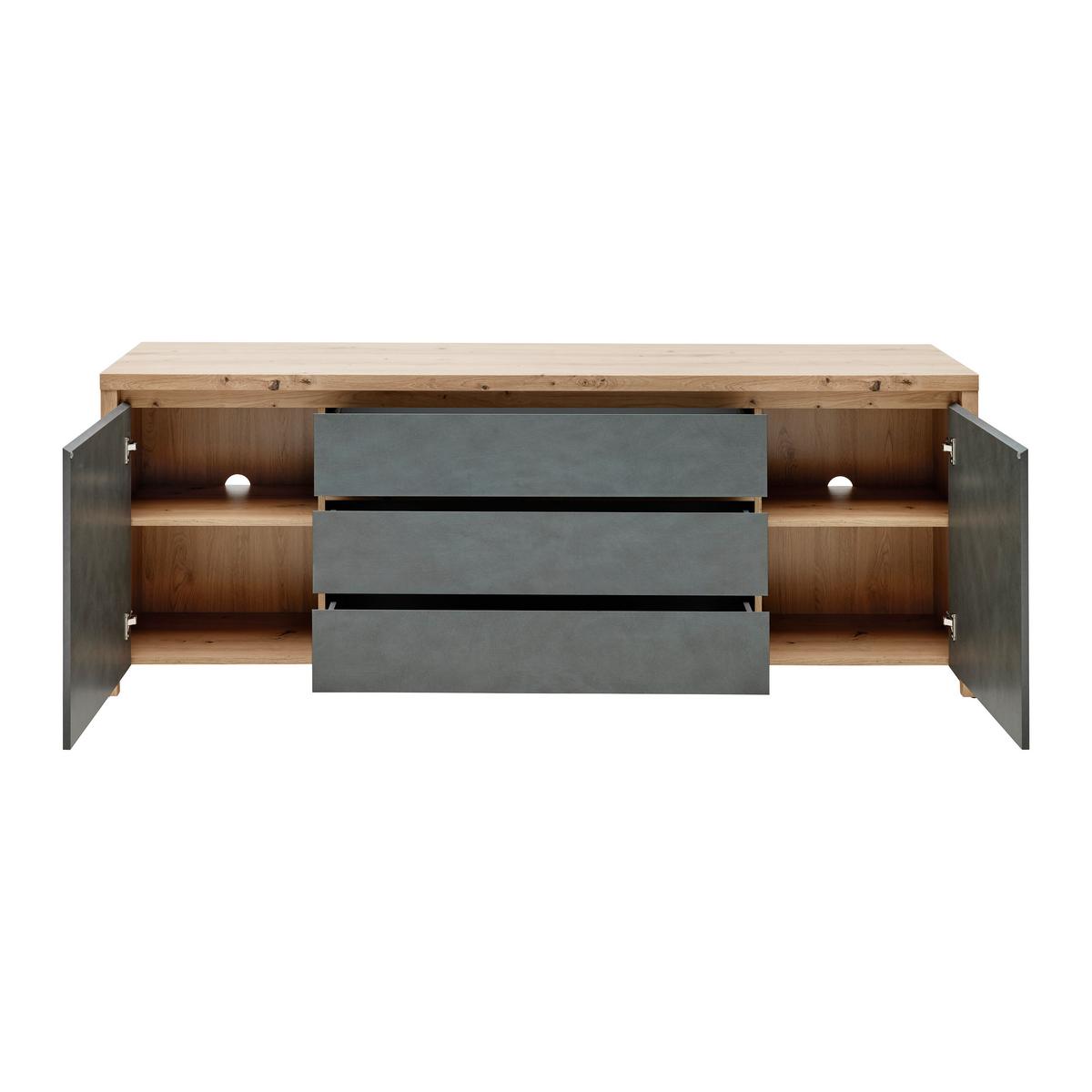 Kommode 190cm Larios Eiche Dekor/grau - Eiche Artisan/Grau, MODERN, Holzwerkstoff (190/71/40cm)
