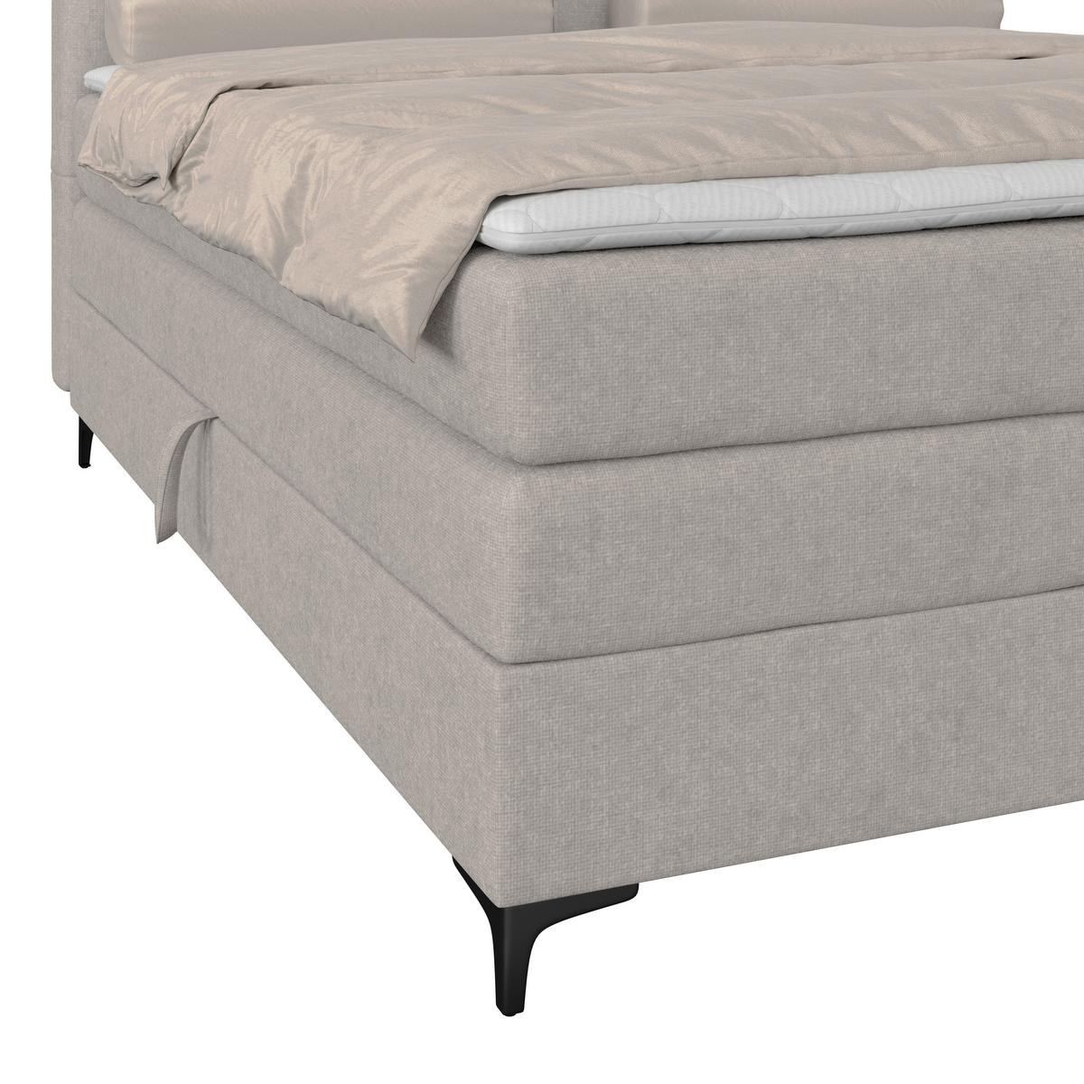 Boxspringbett MITTO Lavagrau 160x200 cm - Lavagrau/Schwarz, KONVENTIONELL, Textil/Metall (160/200cm)
